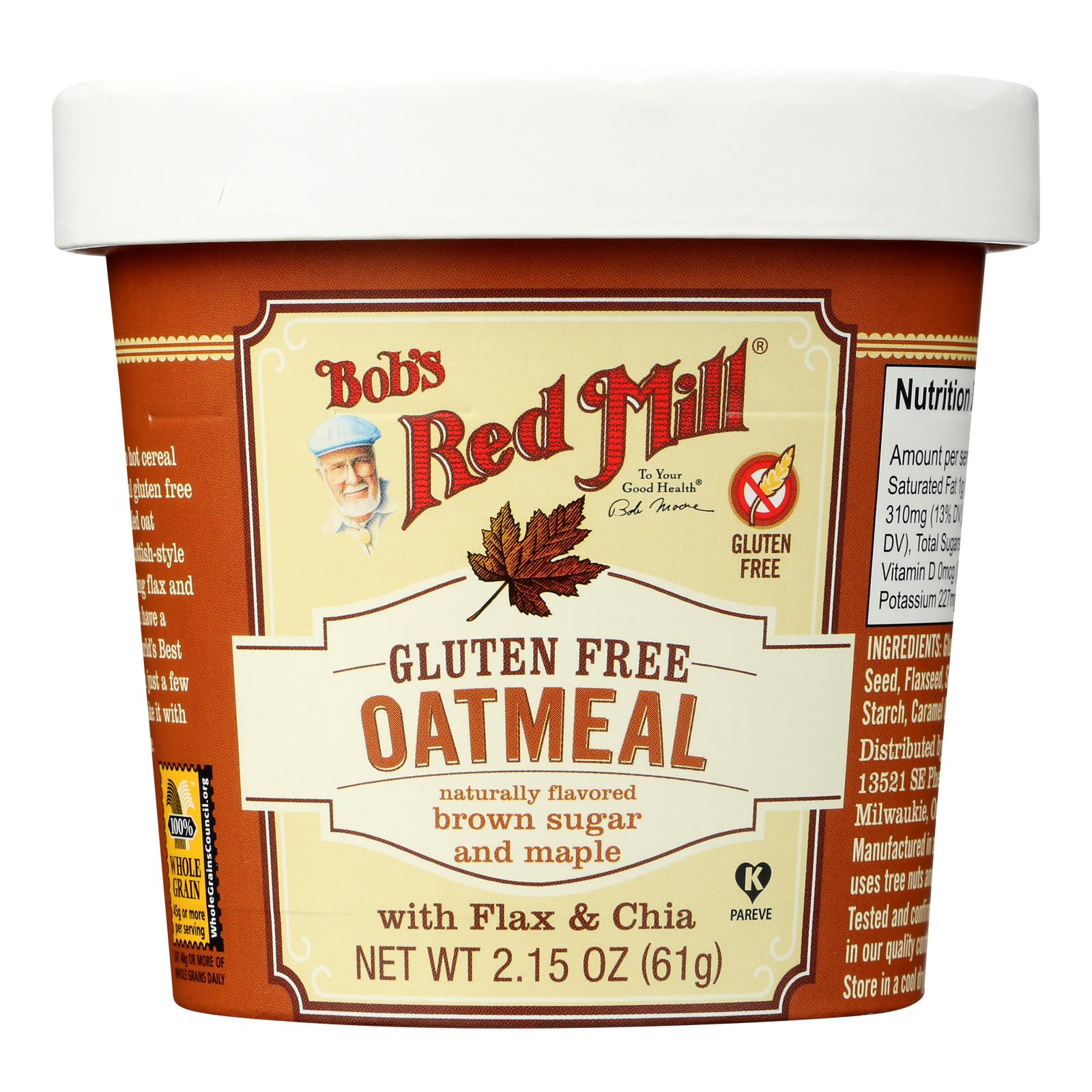Bob's Red Mill - Gluten Free Oatmeal Cup Brown Sugar And Maple - 2.15 Oz - Case Of 12 - GreatEagleInc