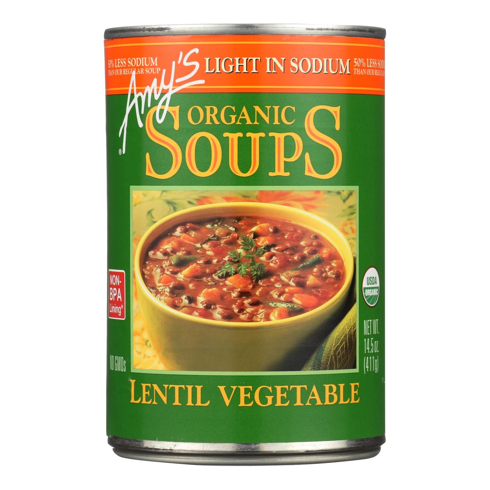 Amy's - Organic Lentil Vegetable Soup - Low Sodium - Case Of 12 - 14.5 Oz - Eco-Friendly Home & Grocery