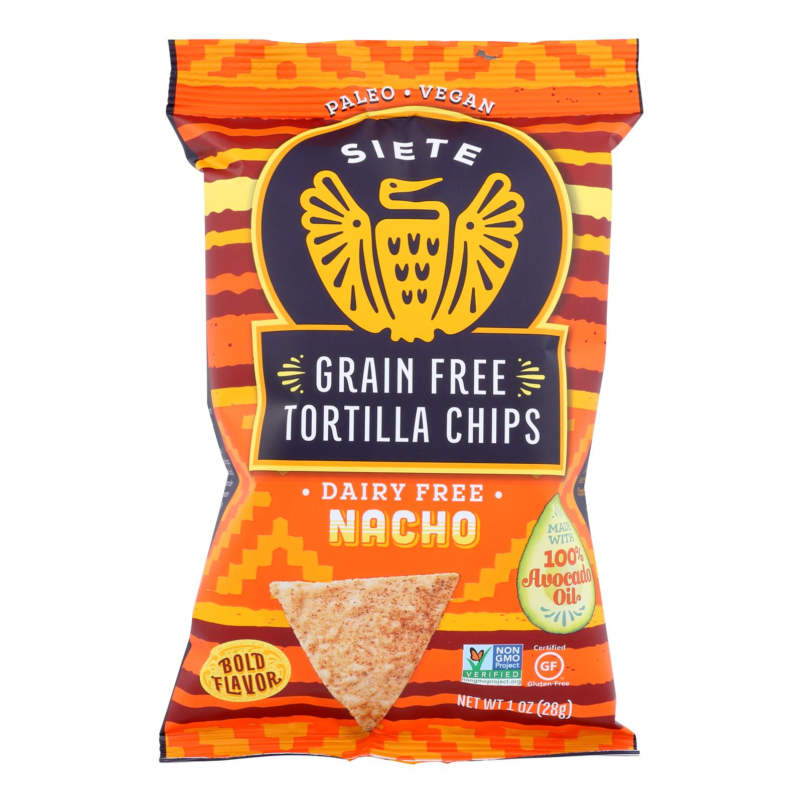 Siete - Tortilla Chips Nacho - Case Of 24 - 1 Oz - Home & Garden