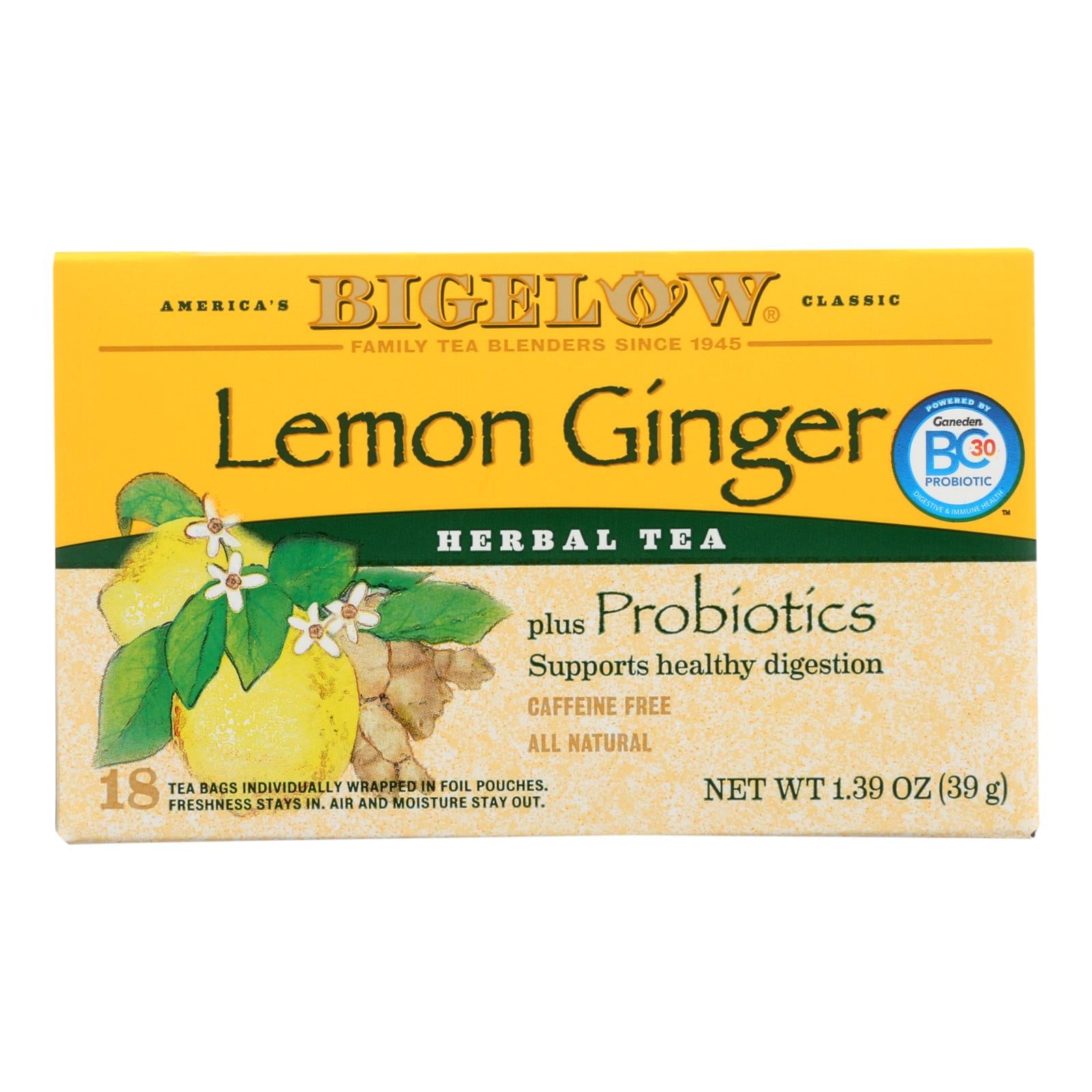 Bigelow Tea Herbal Tea - Plus Lemon Ginger - Case Of 6 - 18 Bag - Eco-Friendly Home & Grocery