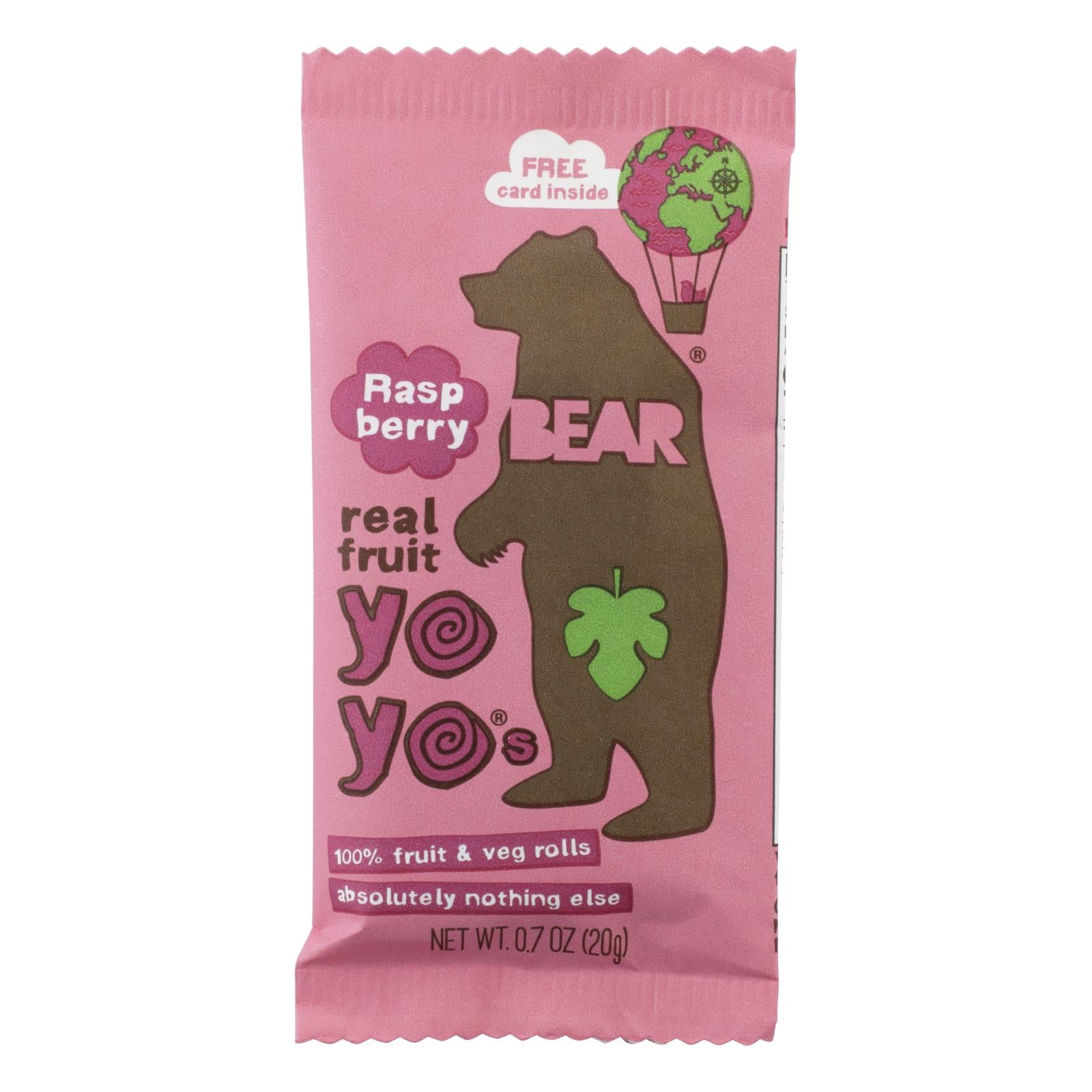 Bear Real Fruit Yoyo Snack - Raspberry - Case Of 6 - 3.5 Oz. - GreatEagleInc