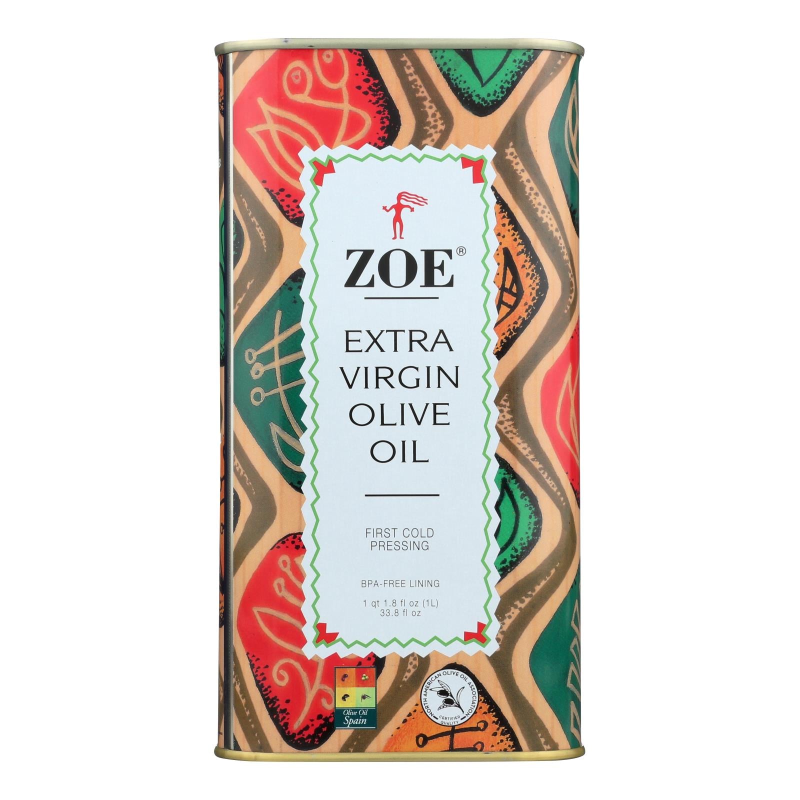 Zoe - Extra Virgin Olive Oil - Case Of 6 - 1 Liter - Eco-Friendly Home & Grocery