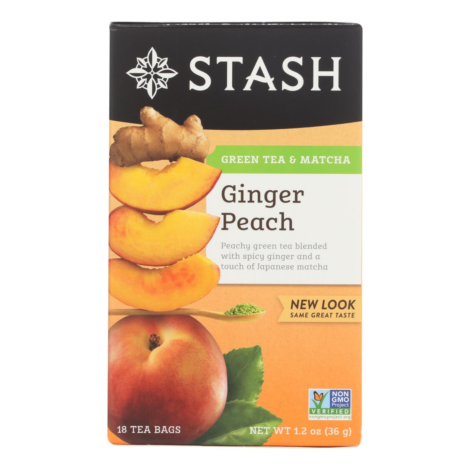 Stash Tea Ginger Peach Green W/ Matcha - 18 Tea Bags - Case Of 6 - GreatEagleInc