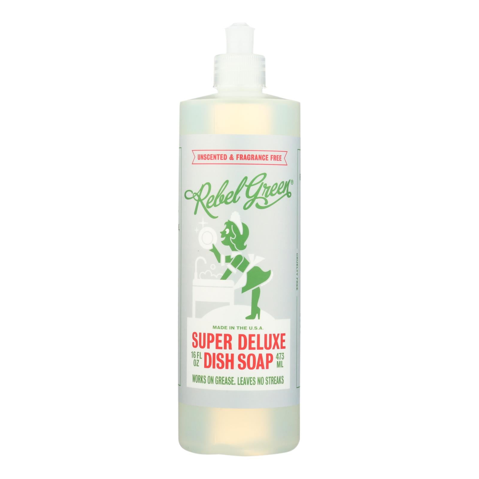 Rebel Green Dish Soap - Deluxe - Unscented - Case Of 4 - 16 Fl Oz - GreatEagleInc