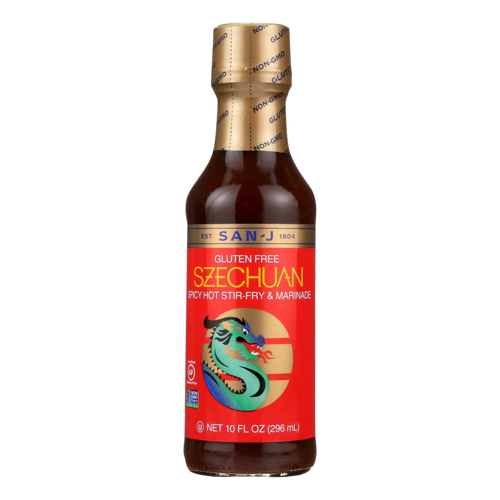 San - J Cooking Sauce - Szechuan - Case Of 6 - 10 Fl Oz. - GreatEagleInc