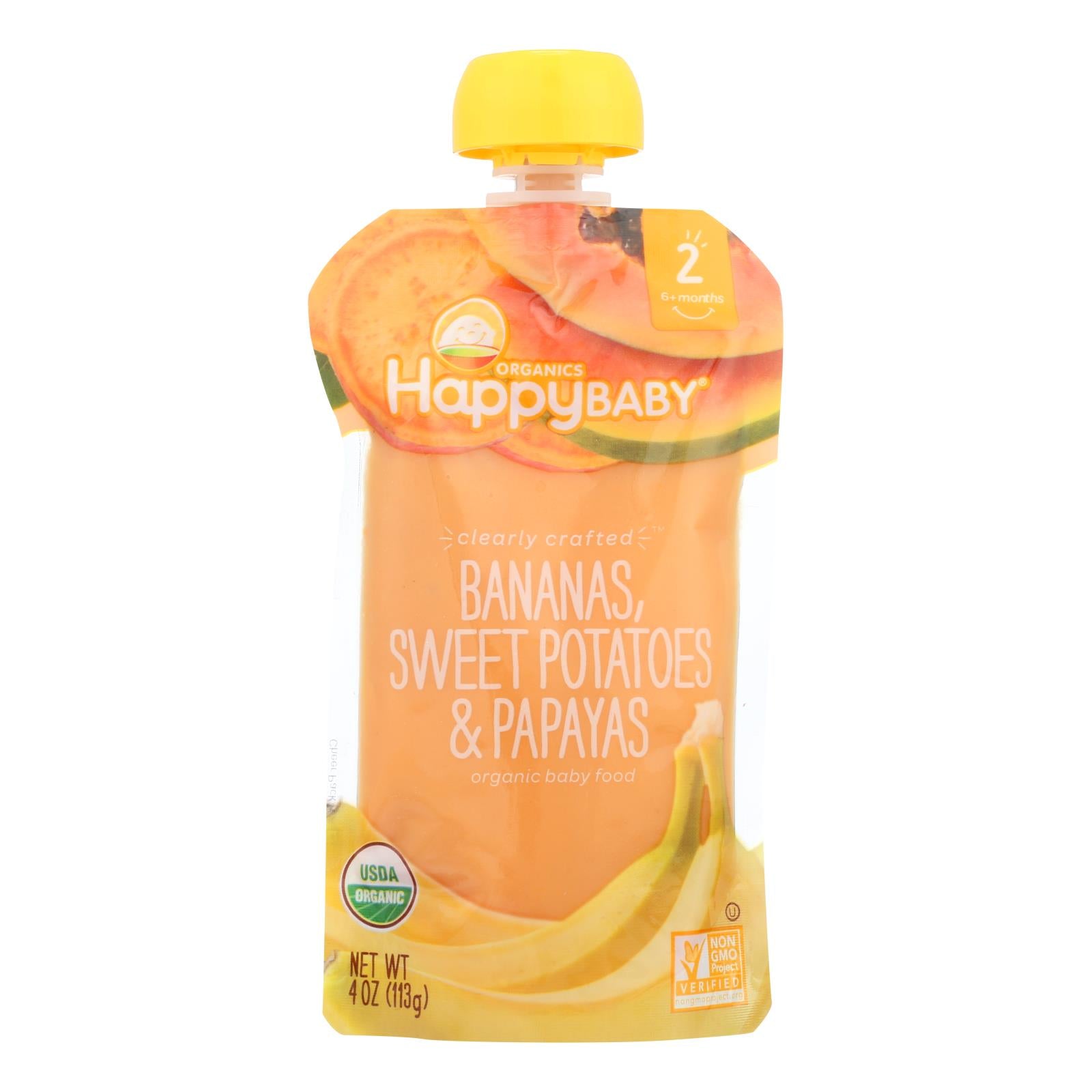 Happy Baby Happy Baby Clearly Crafted - Bananas Sweet Potatoes And Papayas - Case Of 16 - 4 Oz. - GreatEagleInc