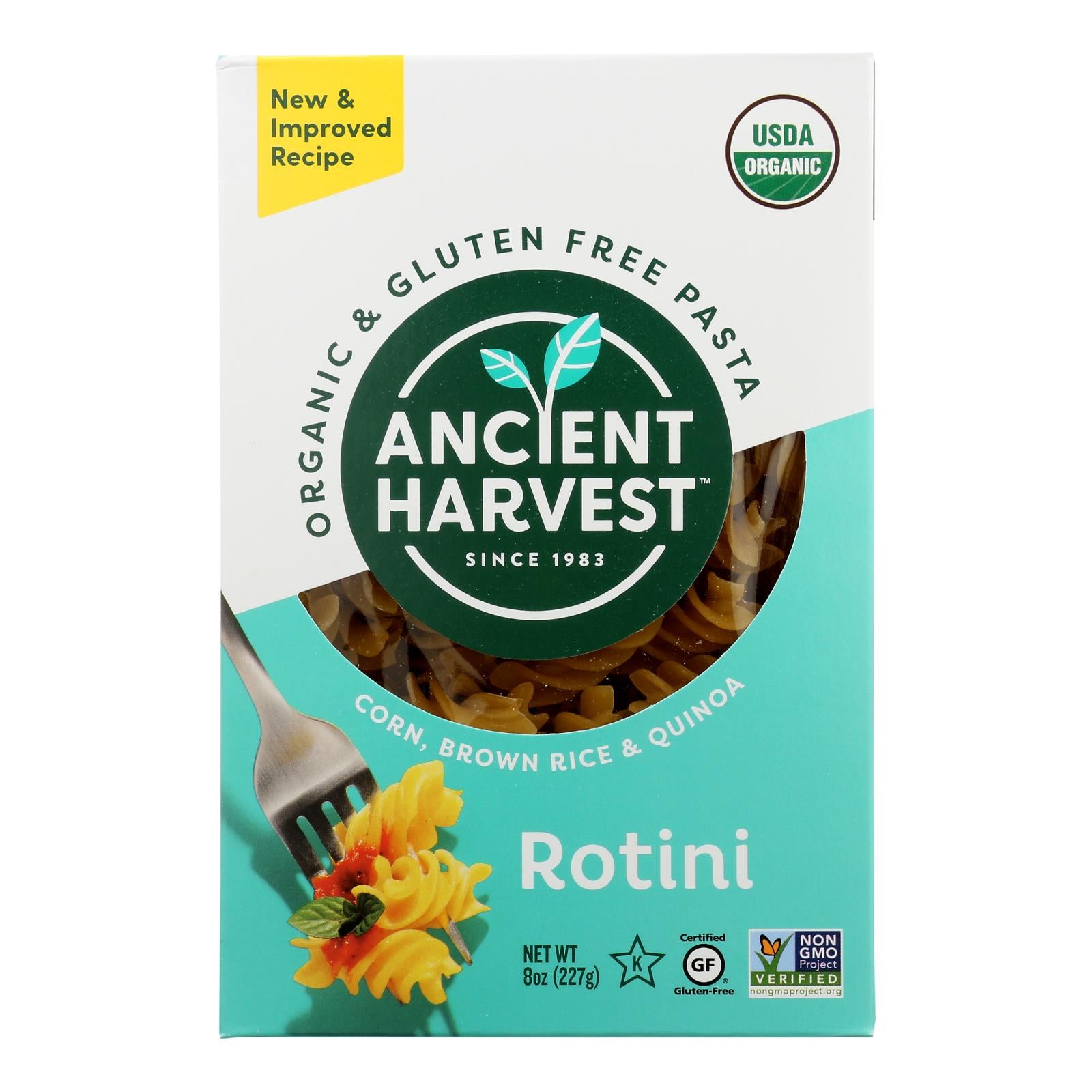 Ancient Harvest Organic Gluten Free Quinoa Supergrain Pasta - Rotelle - Case Of 12 - 8 Oz - GreatEagleInc