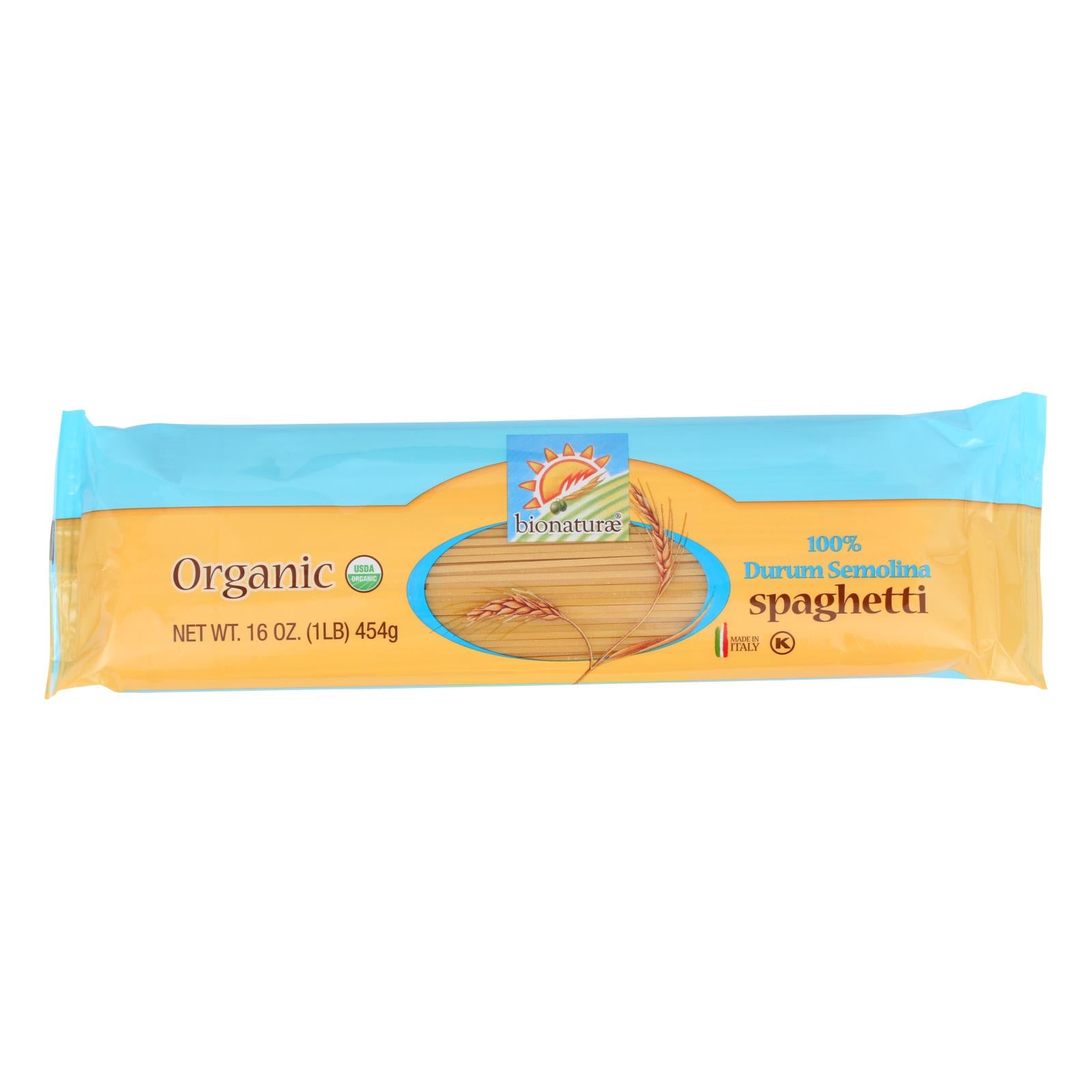 Bionaturae Pasta - Organic - 100 Percent Durum Semolina - Spaghetti - 16 Oz - Case Of 12 - GreatEagleInc