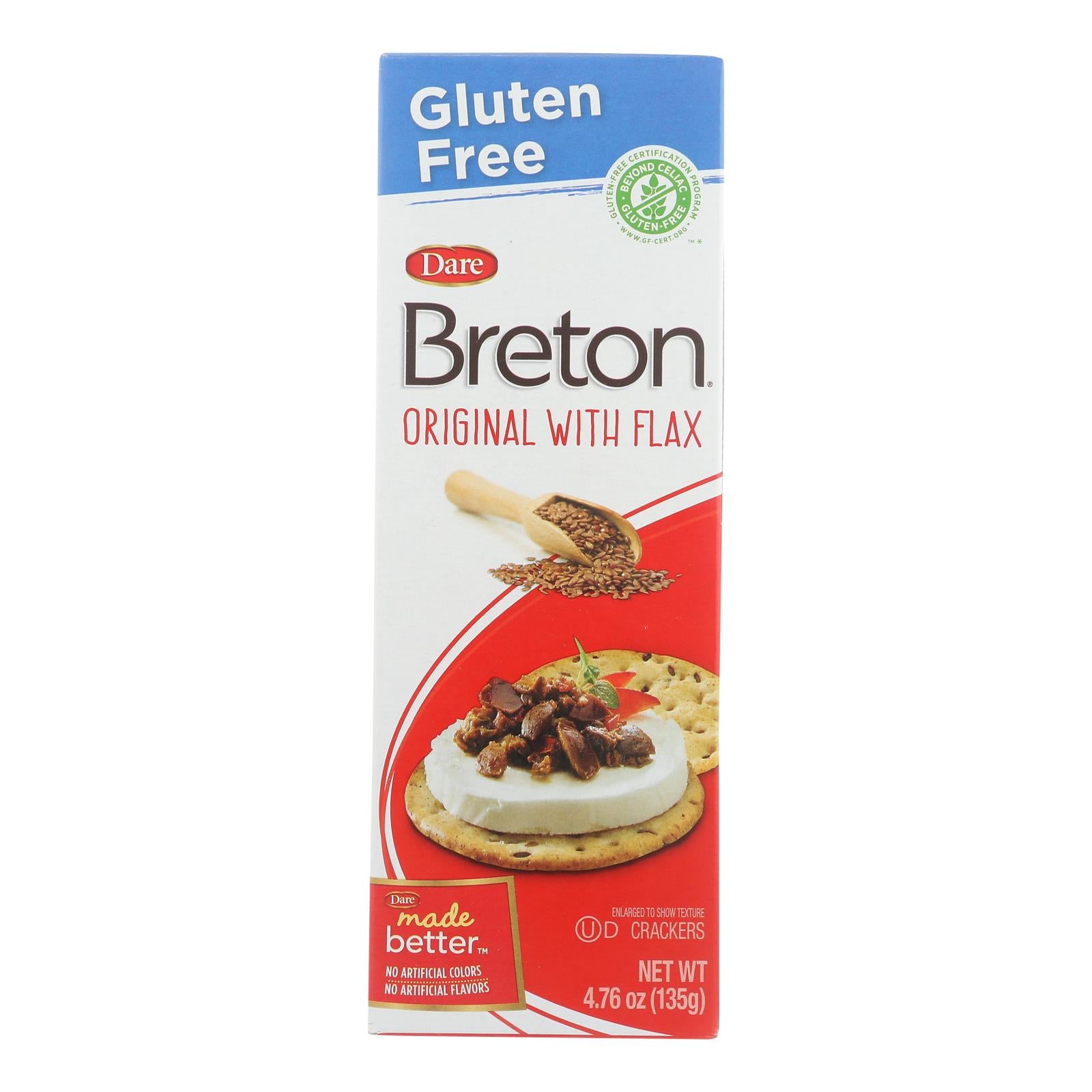 Breton/dare - Crackers - Original With Flax - Case Of 6 - 4.76 Oz. - GreatEagleInc