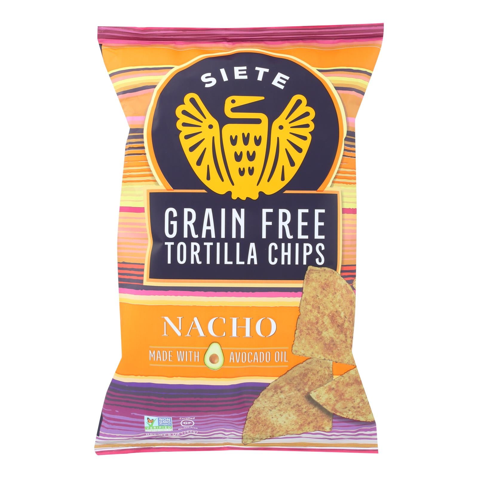 Siete Tortilla Chip - Nacho - Case Of 12 - 5 Oz - GreatEagleInc