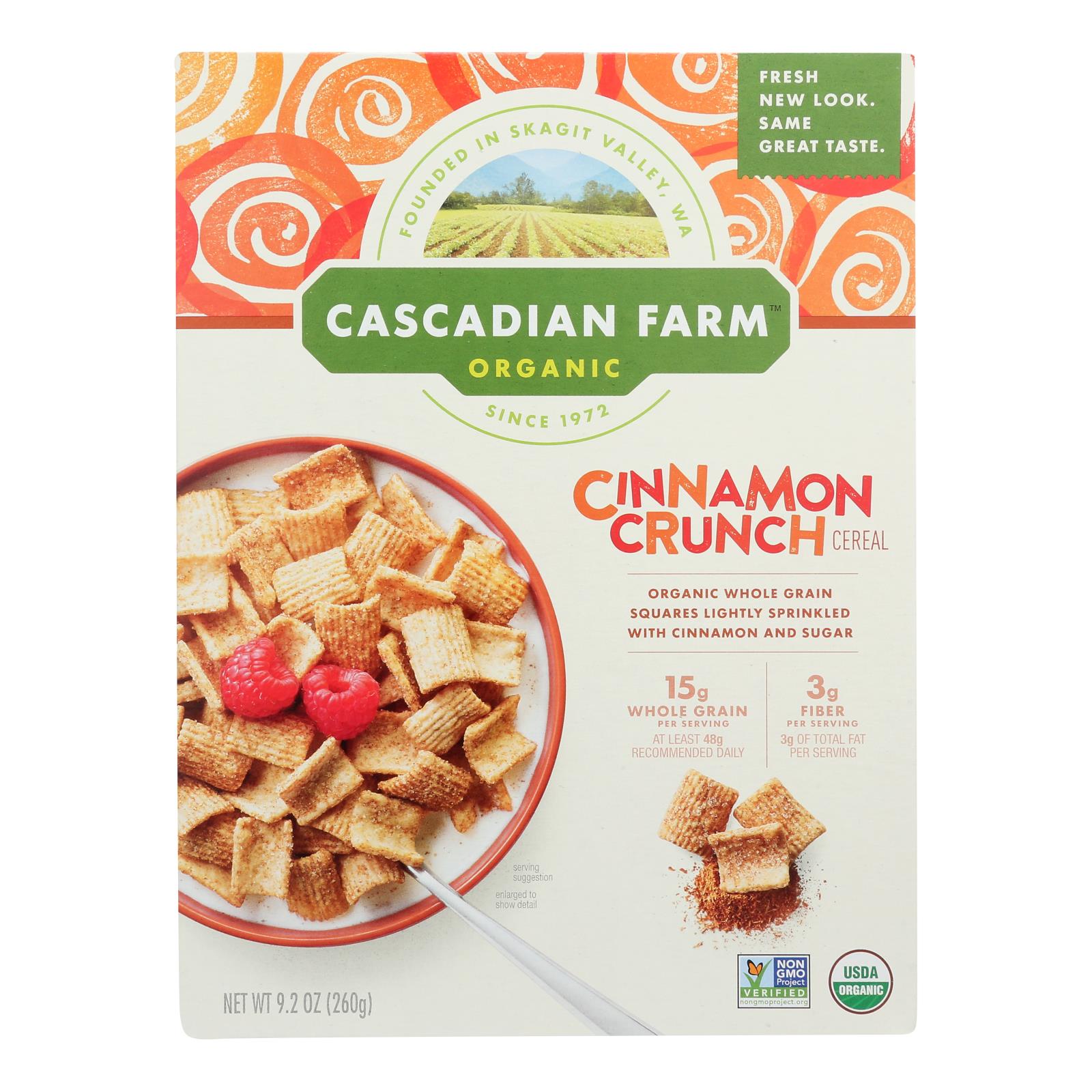 Cascadian Farm Organic Cereal - Cinnamon Crunch - Case Of 10 - 9.2 Oz - GreatEagleInc