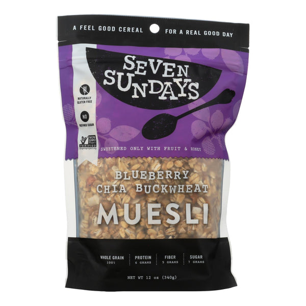 Seven Sundays Muesli - Blueberry Chia Buckwheat - Case Of 6 - 12 Oz. - GreatEagleInc