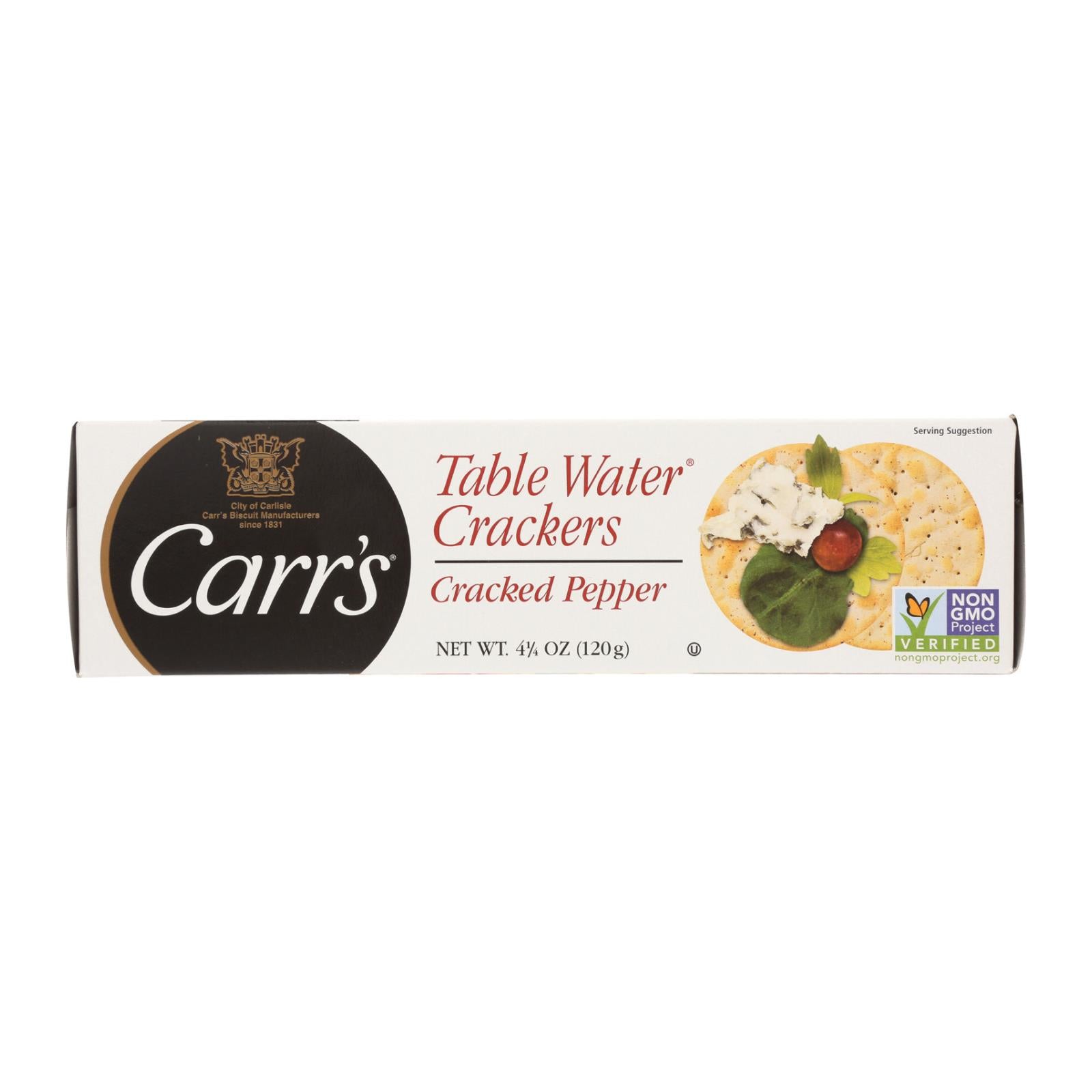 Carr's Table Water Crackers - Bite Size With Cracked Pepper - Case Of 12 - 4.25 Oz - GreatEagleInc
