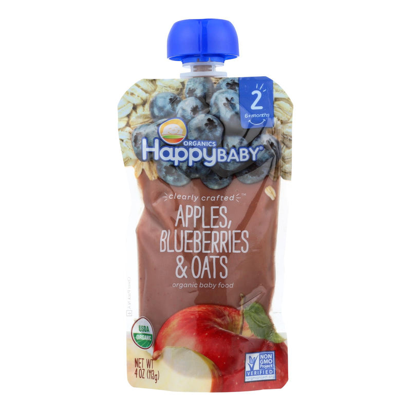 Happy Baby Happy Baby Clearly Crafted - Apple Blueberries And Oats - Case Of 16 - 4 Oz.