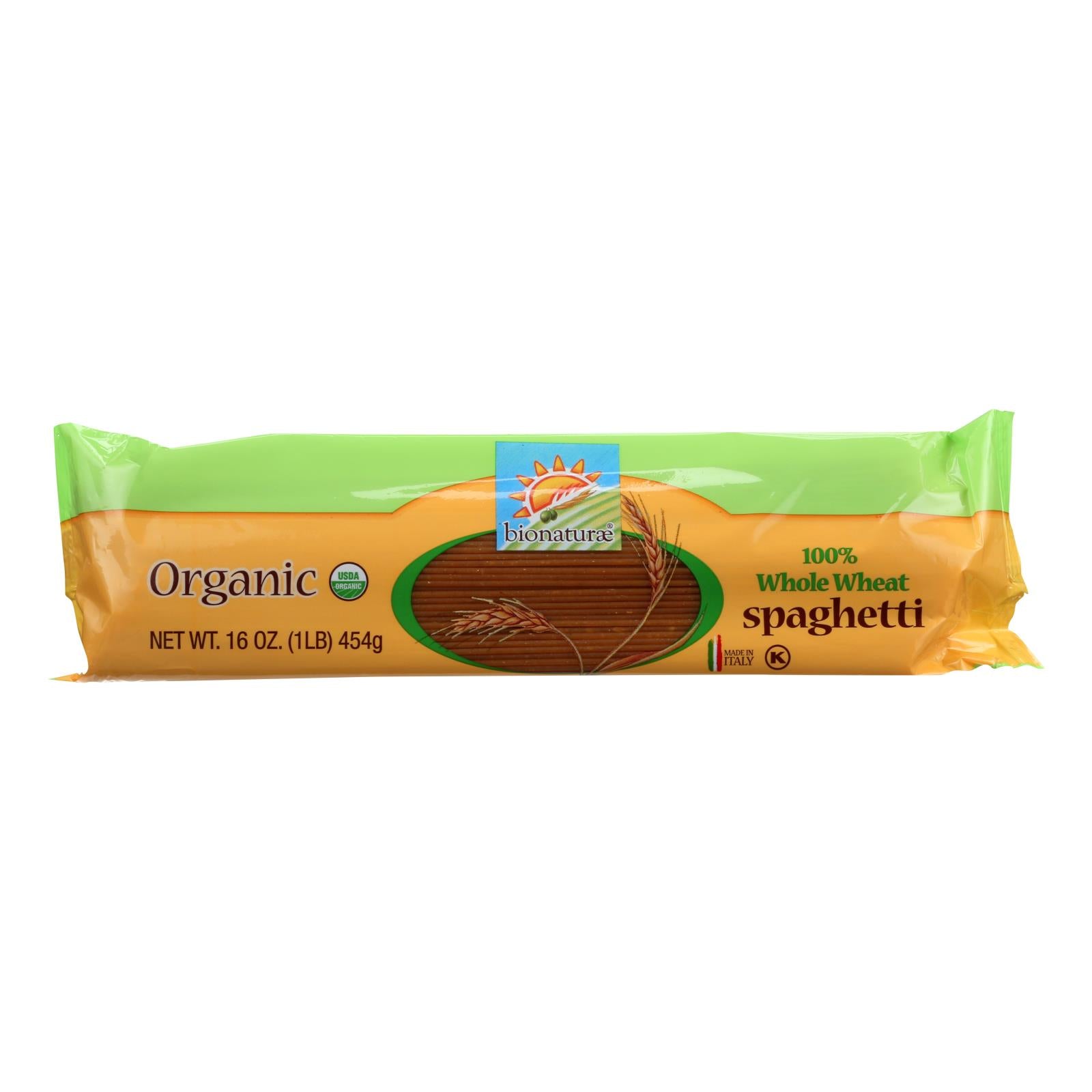 Bionaturae Pasta - Organic - 100 Percent Whole Wheat - Spaghetti - 16 Oz - Case Of 12 - GreatEagleInc