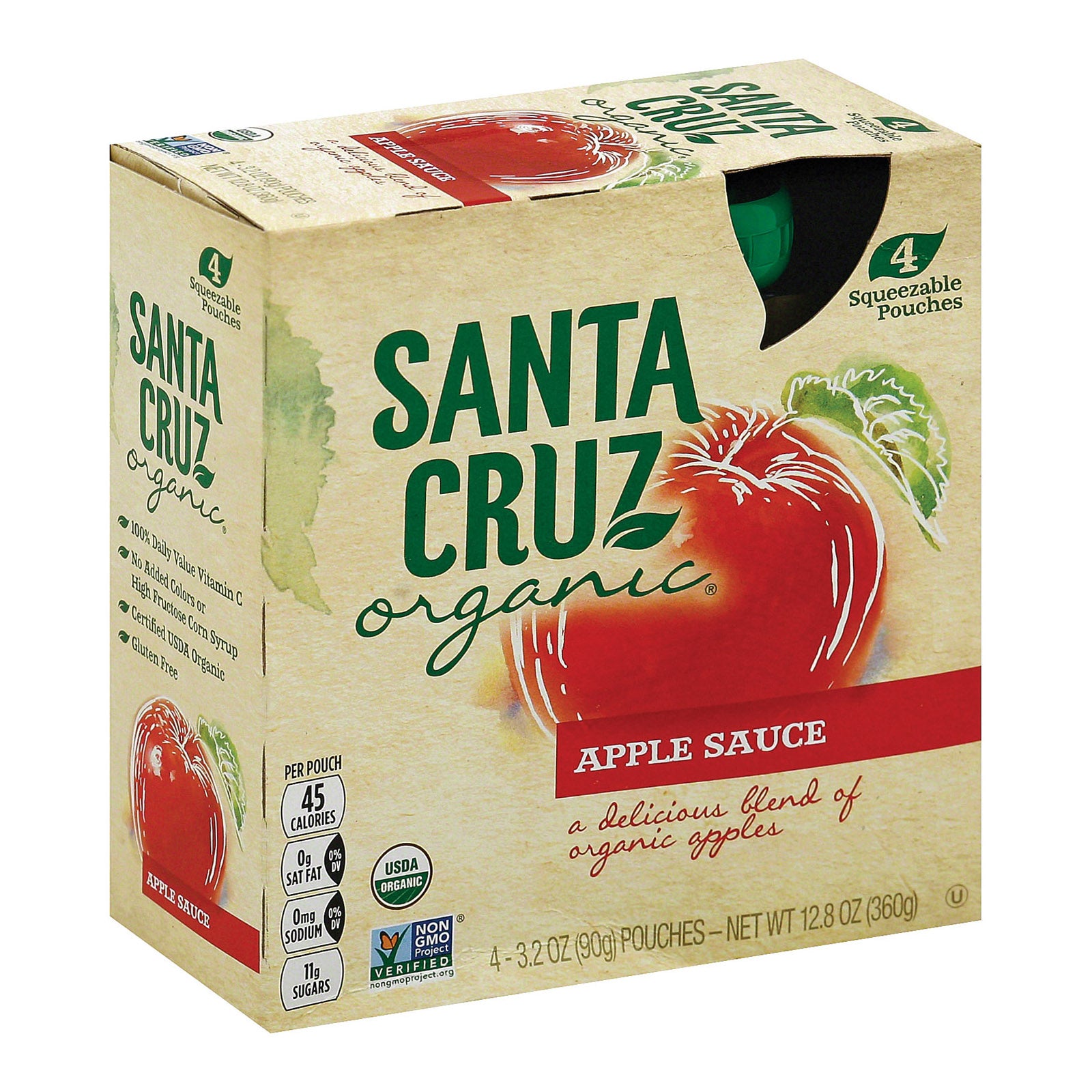 Santa Cruz Organic Apple Sauce - Case Of 6 - 3.2 Oz. - GreatEagleInc