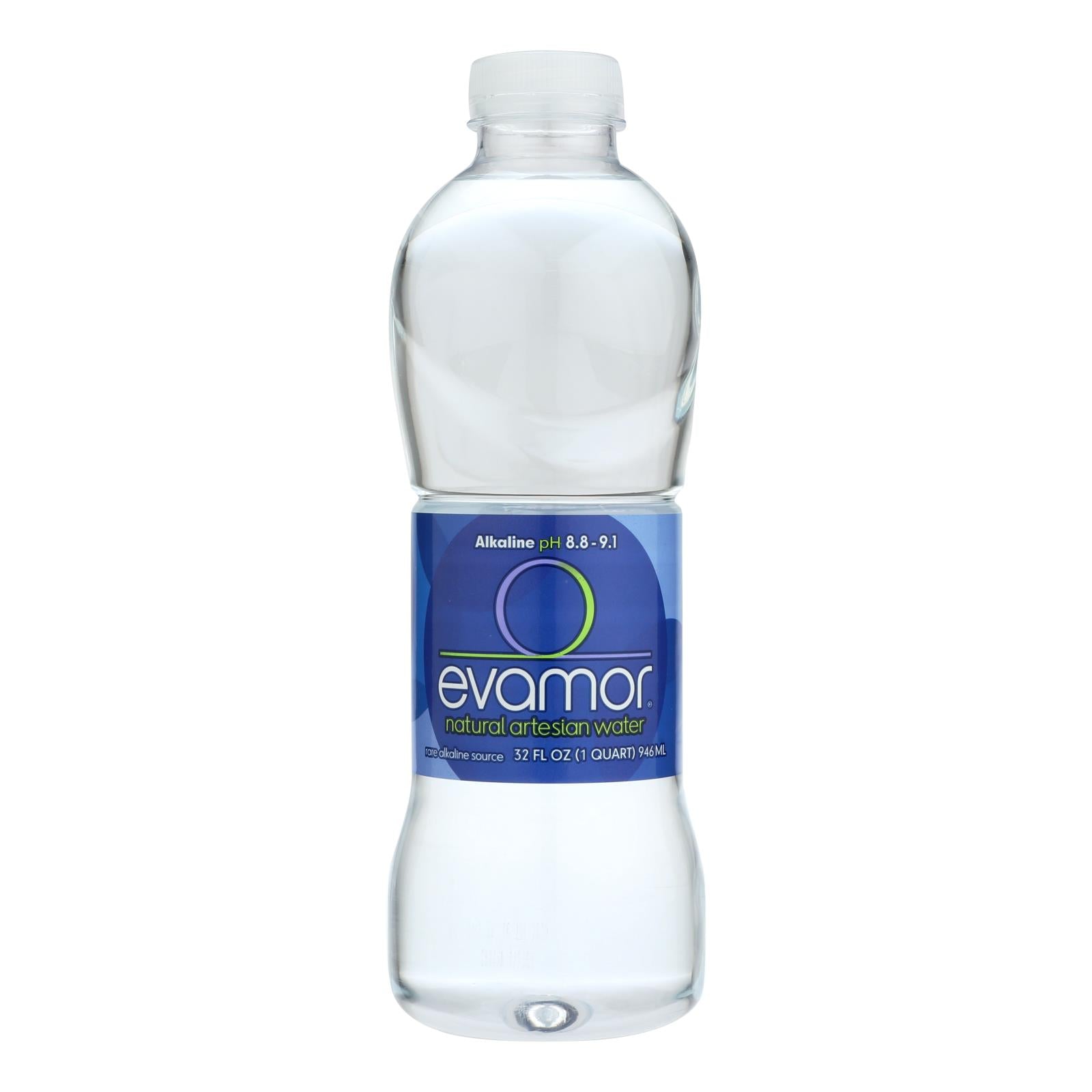 Evamor Naturally Alkaline Artesian Water - Natural Artesian - Case Of 12 - 32 Fl Oz. - GreatEagleInc