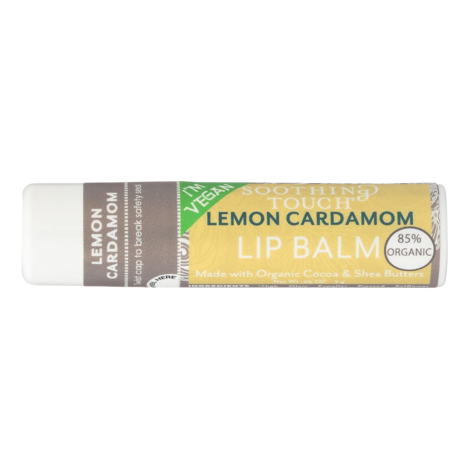 Soothing Touch Lip Balm - Vegan - Lemon Cardamom - .25 Oz - Case Of 12 - Eco-Friendly Home & Grocery