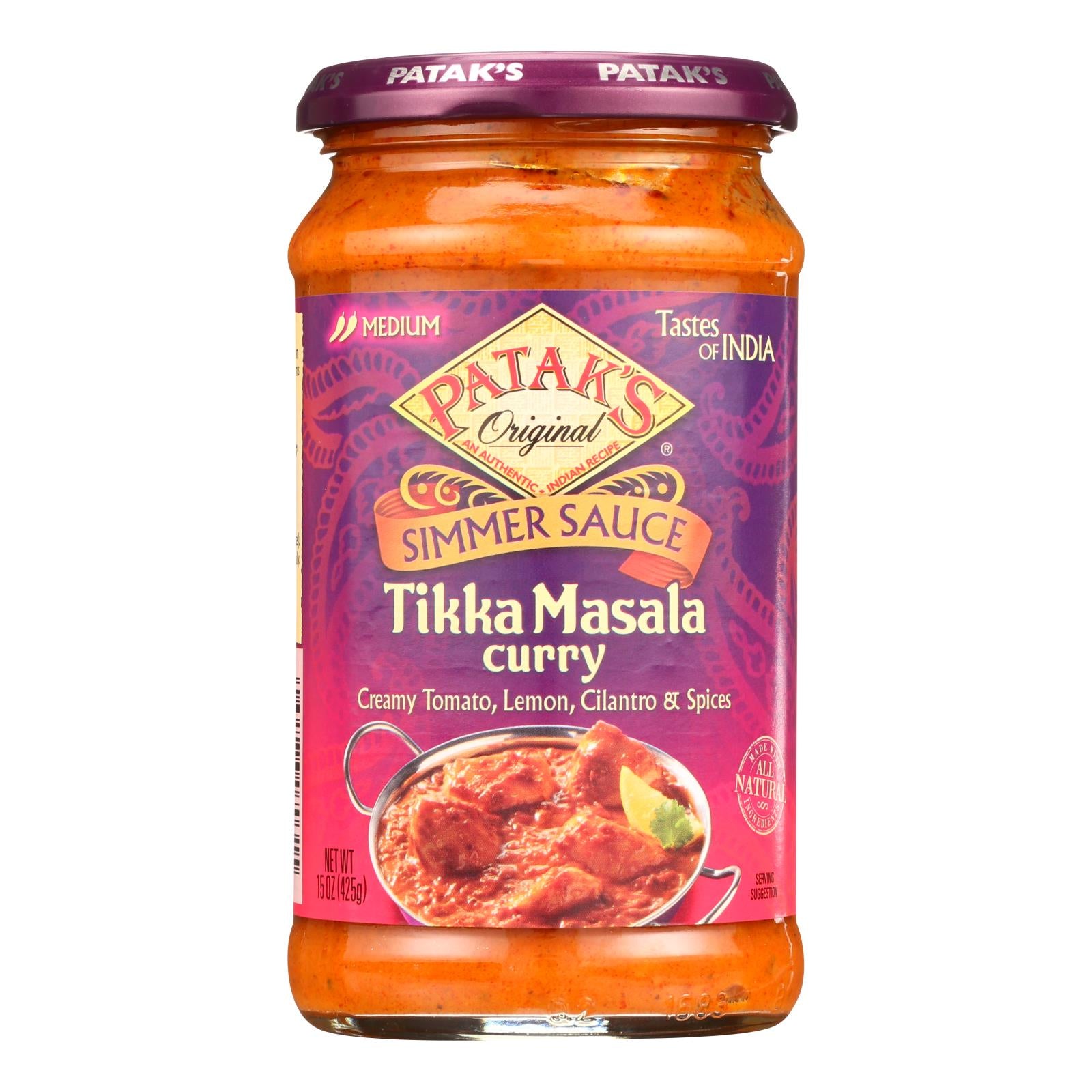 Pataks Simmer Sauce - Tikka Masala Curry - Medium - 15 Oz - Case Of 6 - GreatEagleInc