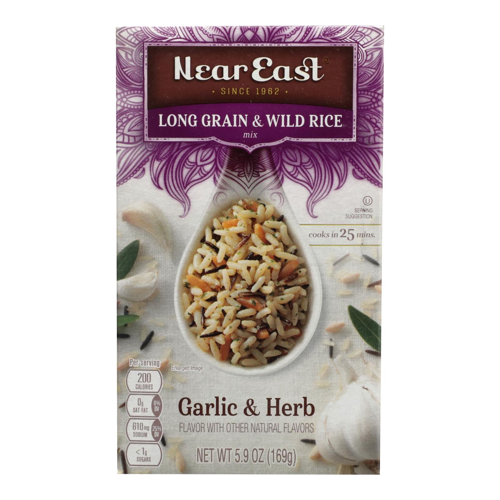 Near East Long Grain & Wild Rice - Garlic - Case Of 12 - 5.9 Oz - GreatEagleInc