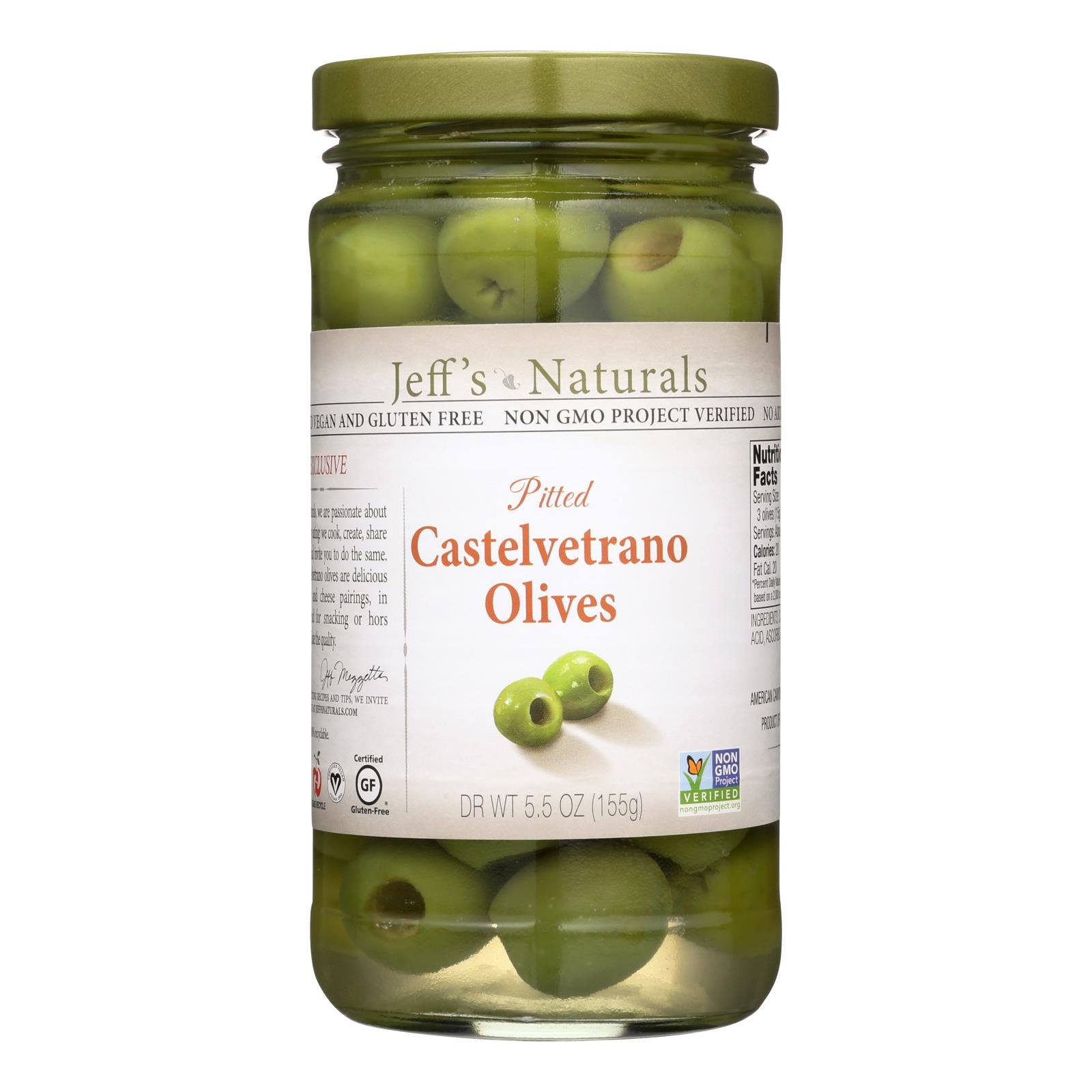 Jeff's Garden - Castelvetrano Olives - Pitted - Case Of 6 - 5.5 Oz. - GreatEagleInc