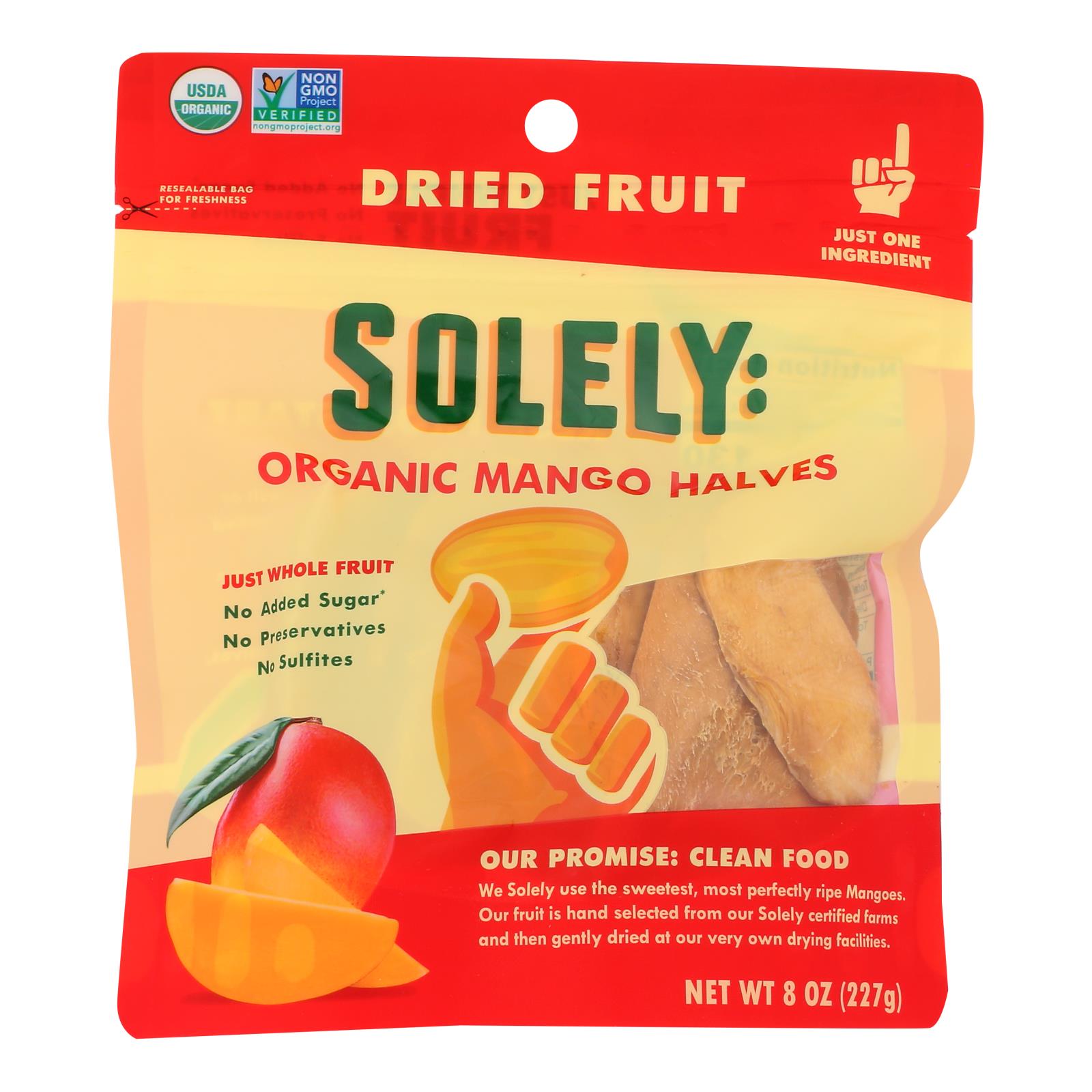 Solely - Dried Fruit Organic Mango Halves - Case Of 6-8 Oz - GreatEagleInc
