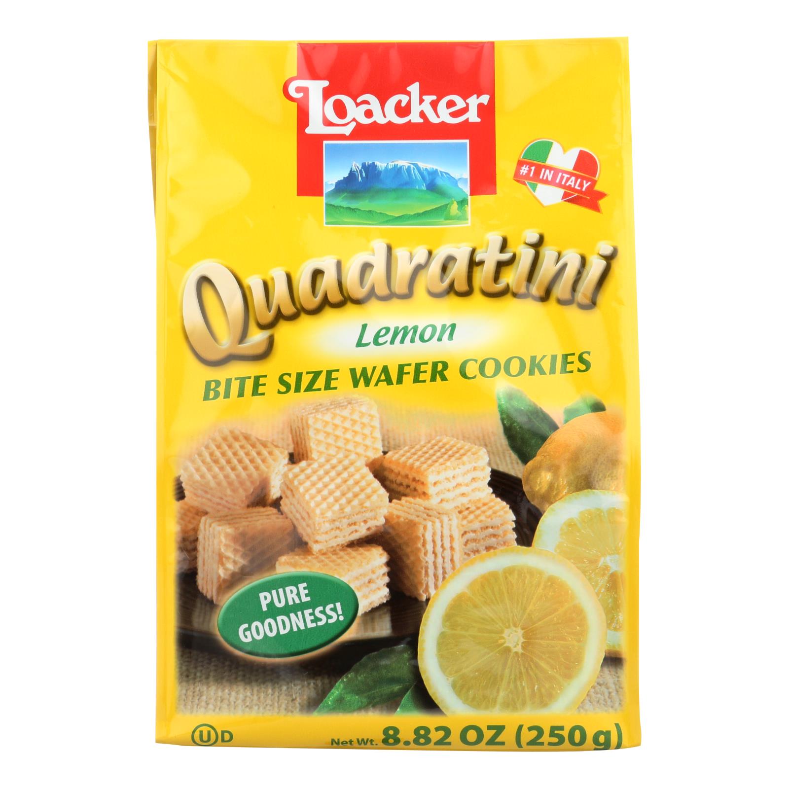 Loacker, Quadratini Lemon Bite Size Wafer Cookies - Case Of 6 - 8.82 Oz - GreatEagleInc
