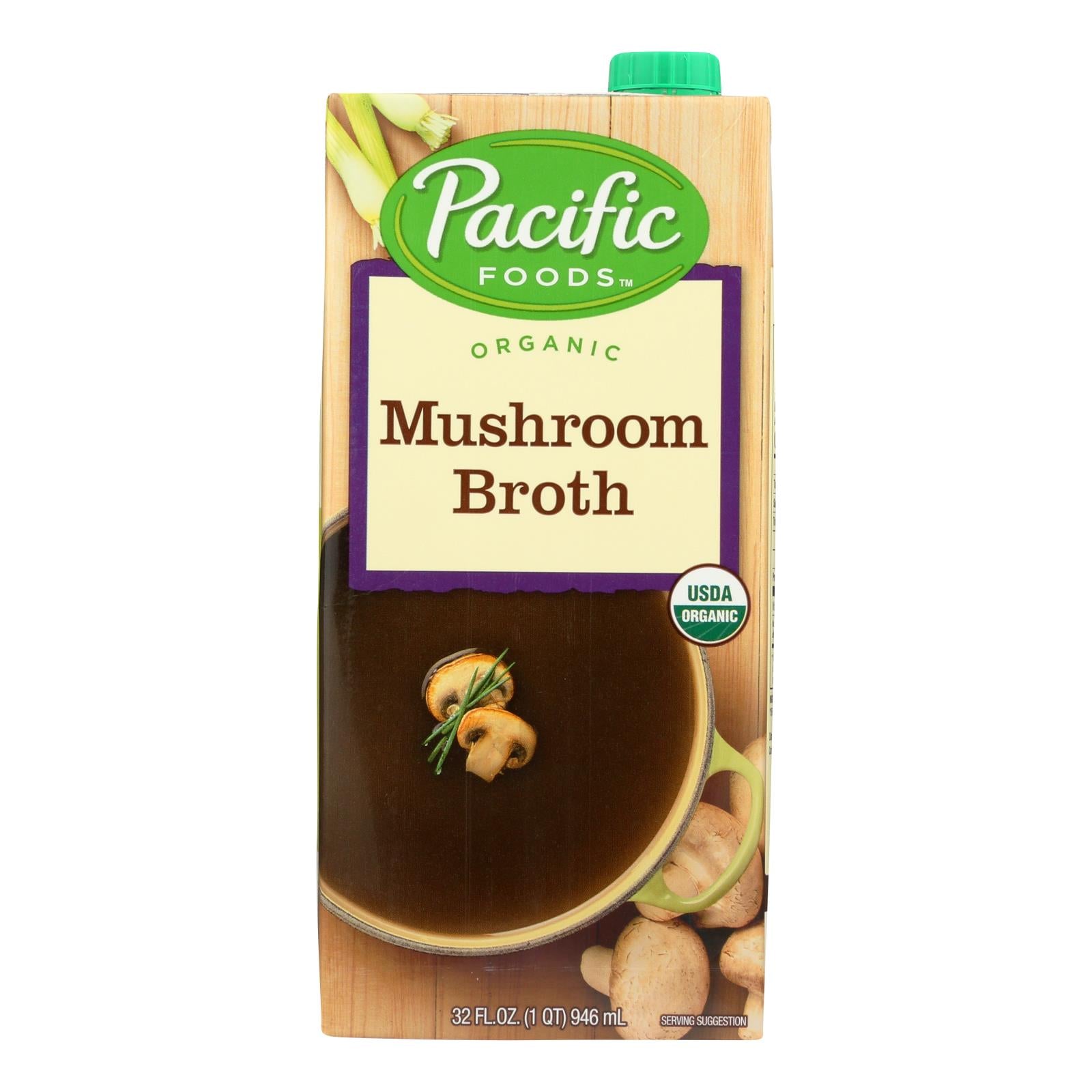Pacific Natural Foods Mushroom Broth - Organic - Case Of 12 - 32 Fl Oz. - Eco-Friendly Home & Grocery