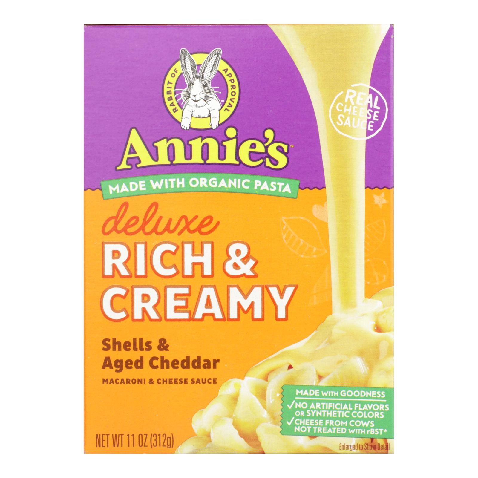 Annies Homegrown Macaroni Dinner - Creamy Deluxe - Shells And Real Aged Cheddar Sauce - 11 Oz - Case Of 12 - Eco-Friendly…