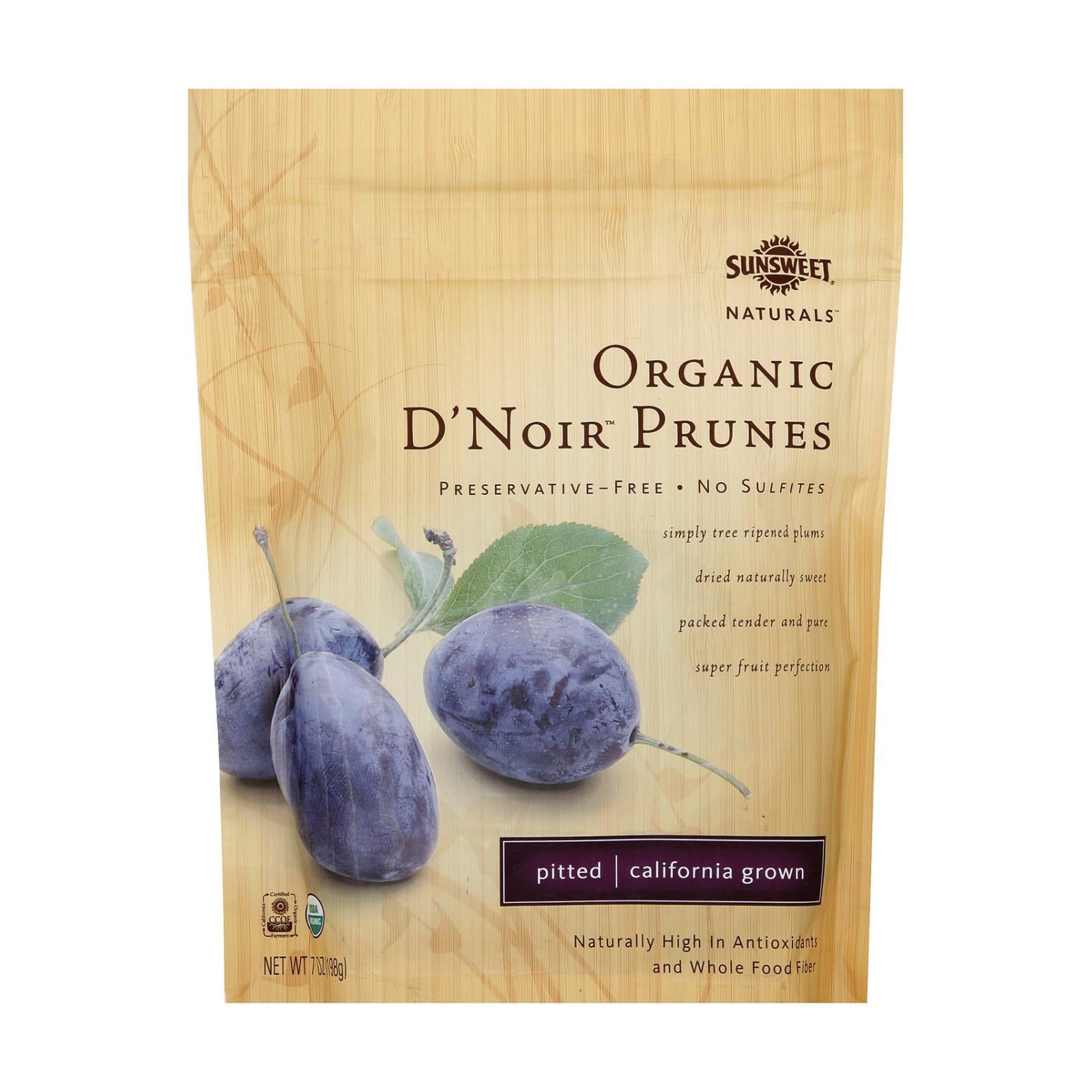 Sunsweet Naturals Organic D'noir Prunes - Case Of 12 - 7 Oz. - GreatEagleInc