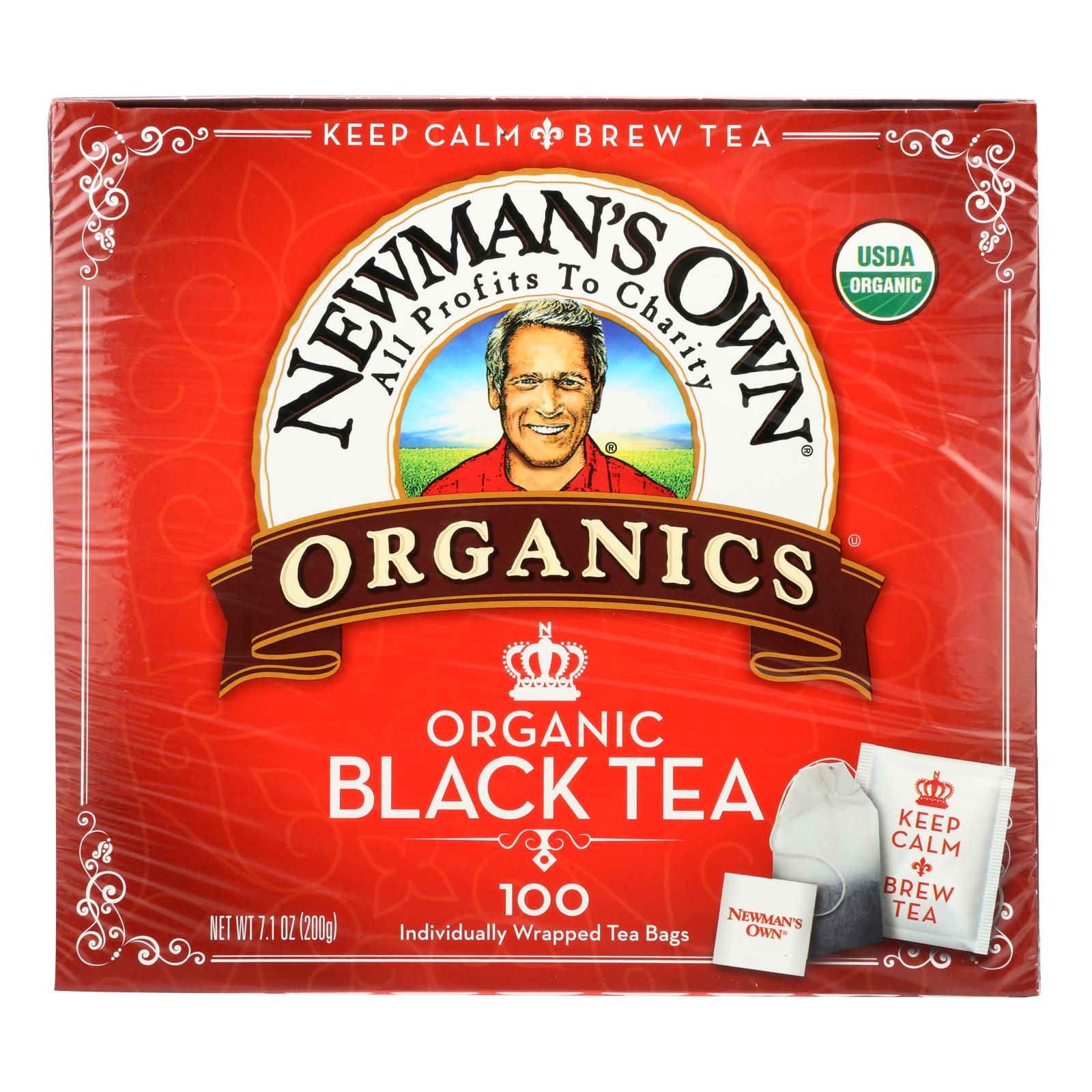 Newman's Own Organics Organic Black Tea - Case Of 5 - 100 Bags - GreatEagleInc
