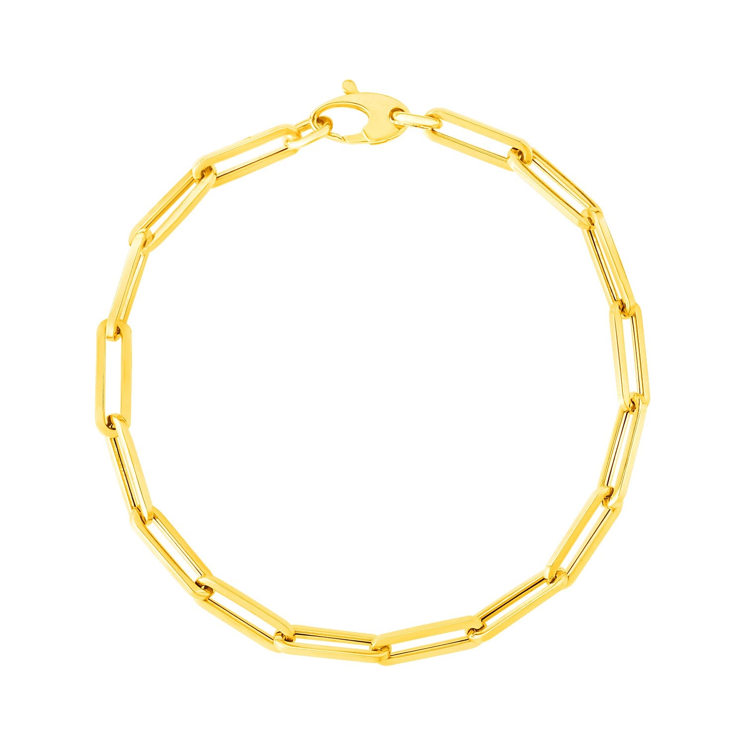 14K Yellow Gold Bold Paperclip Chain Bracelet - 7.5" - Apparel & Accessories