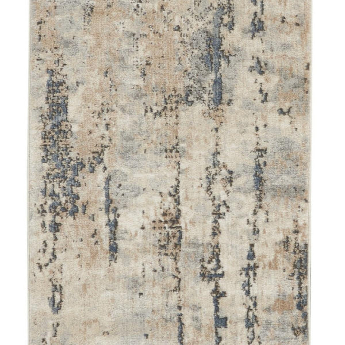 12' Beige And Gray Abstract Runner Rug - Home & Garden