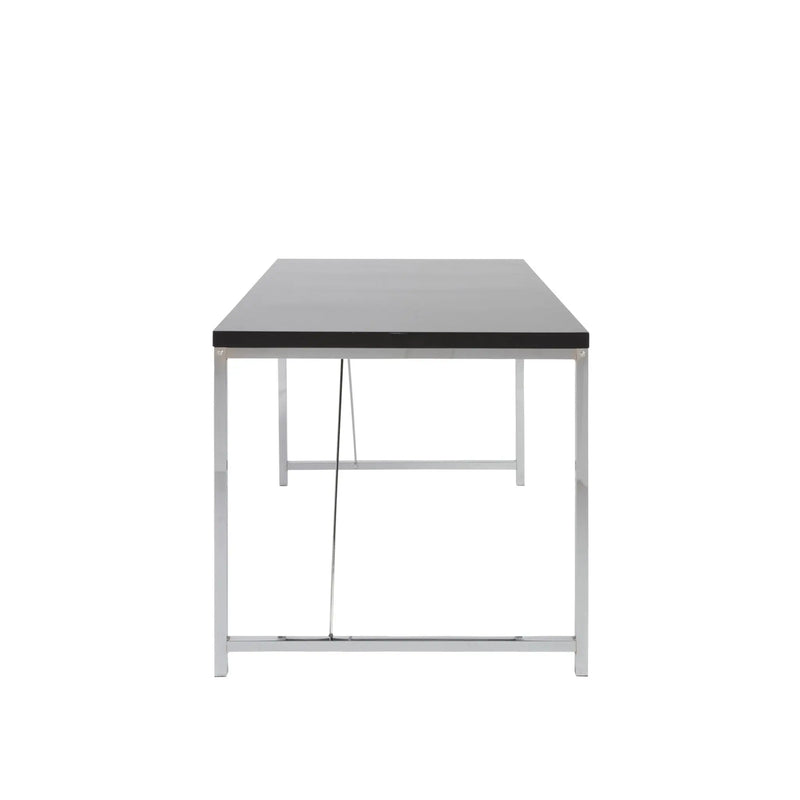 54" Black and Silver Wood and Stainless Steel Writing Desk Homeroots Office