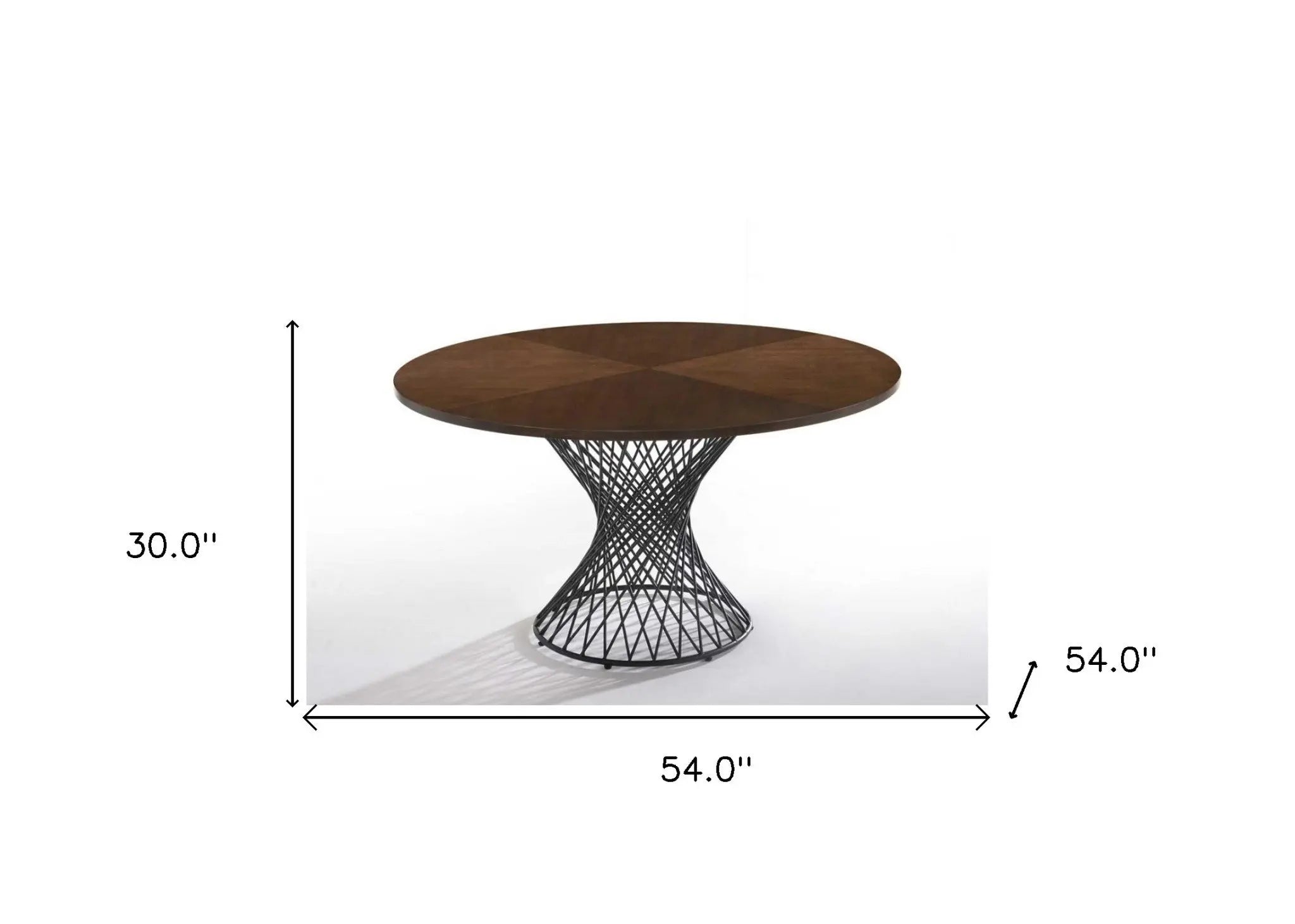 54" Brown And Black Rounded Solid Manufactured Wood And Iron Pedestal Base Dining Table Homeroots Kitchen & Dining