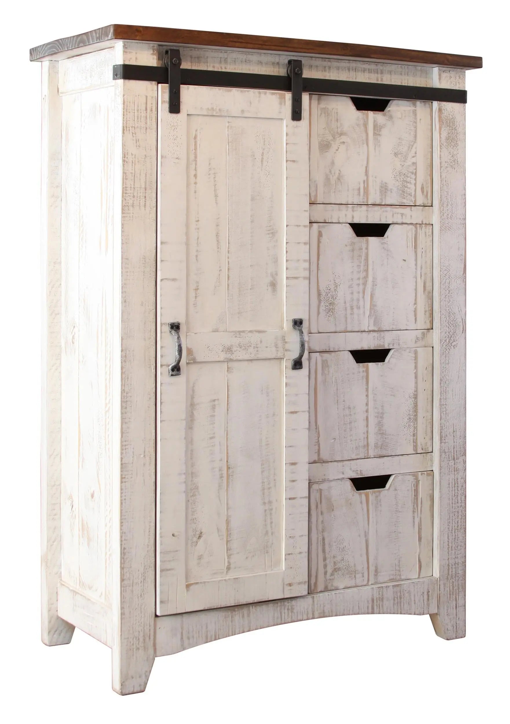 54" Brown And White Solid Wood Four Drawer Combo Dresser - GreatEagleInc