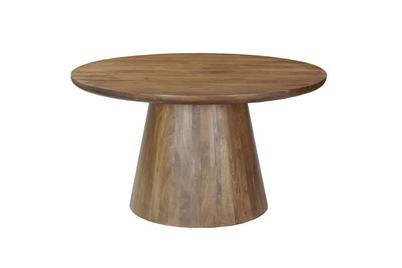 54" Brown Solid Wood Pedestal Base Round Top Dining Table Homeroots Kitchen & Dining