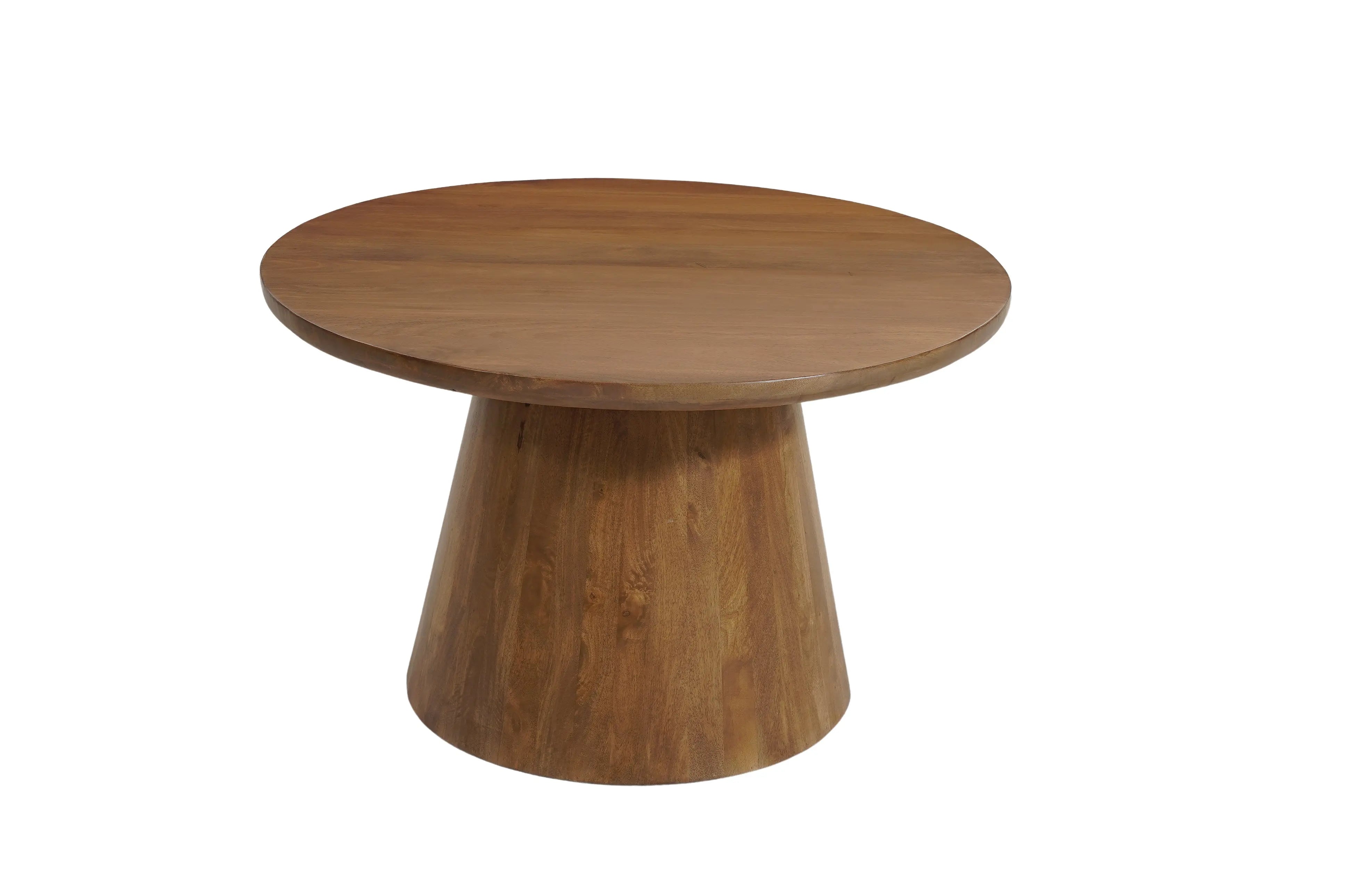 54" Brown Solid Wood Pedestal Base Round Top Dining Table Homeroots Kitchen & Dining