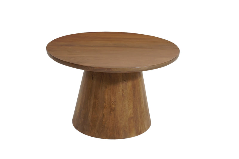 54" Brown Solid Wood Pedestal Base Round Top Dining Table Homeroots Kitchen & Dining