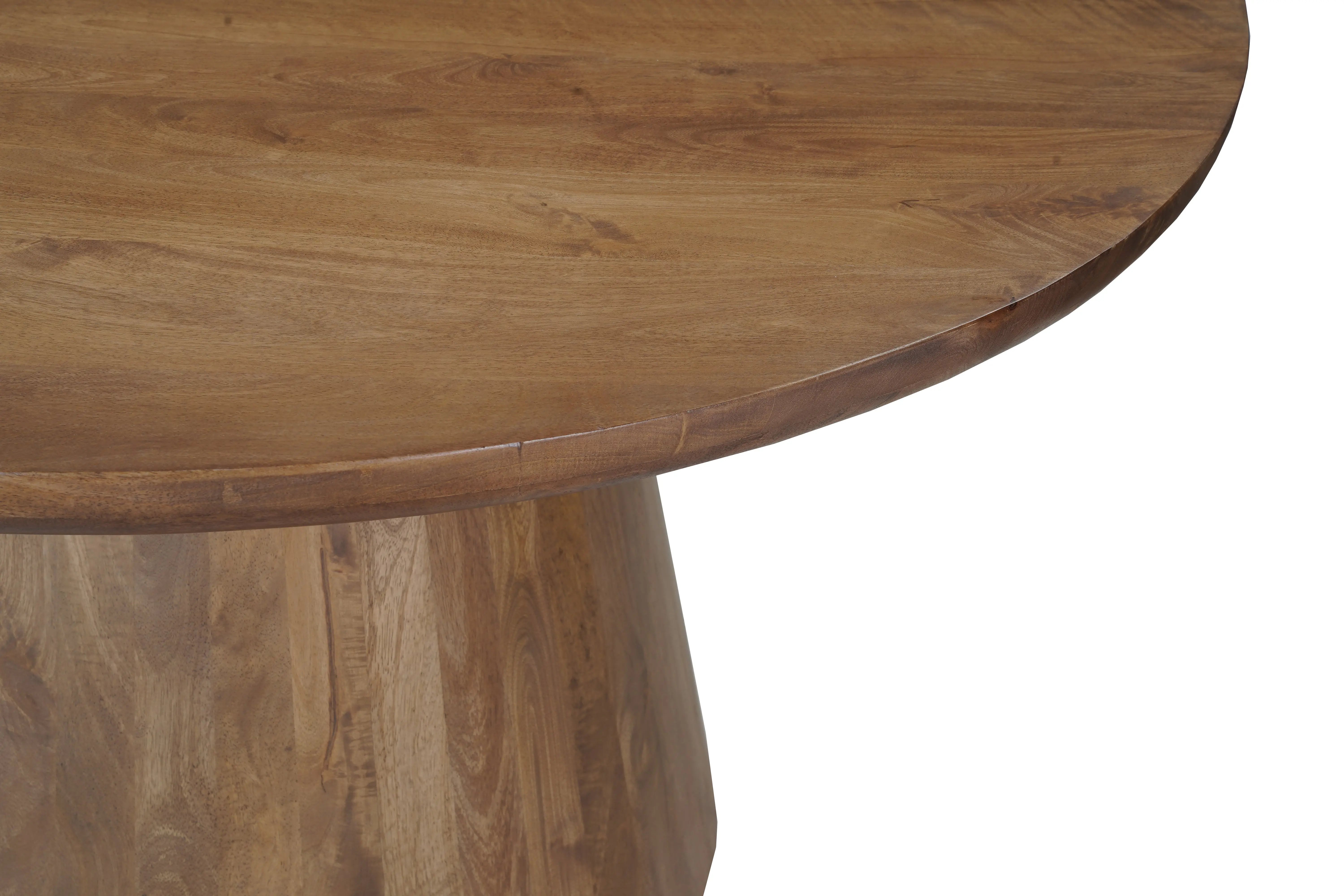54" Brown Solid Wood Pedestal Base Round Top Dining Table Homeroots Kitchen & Dining