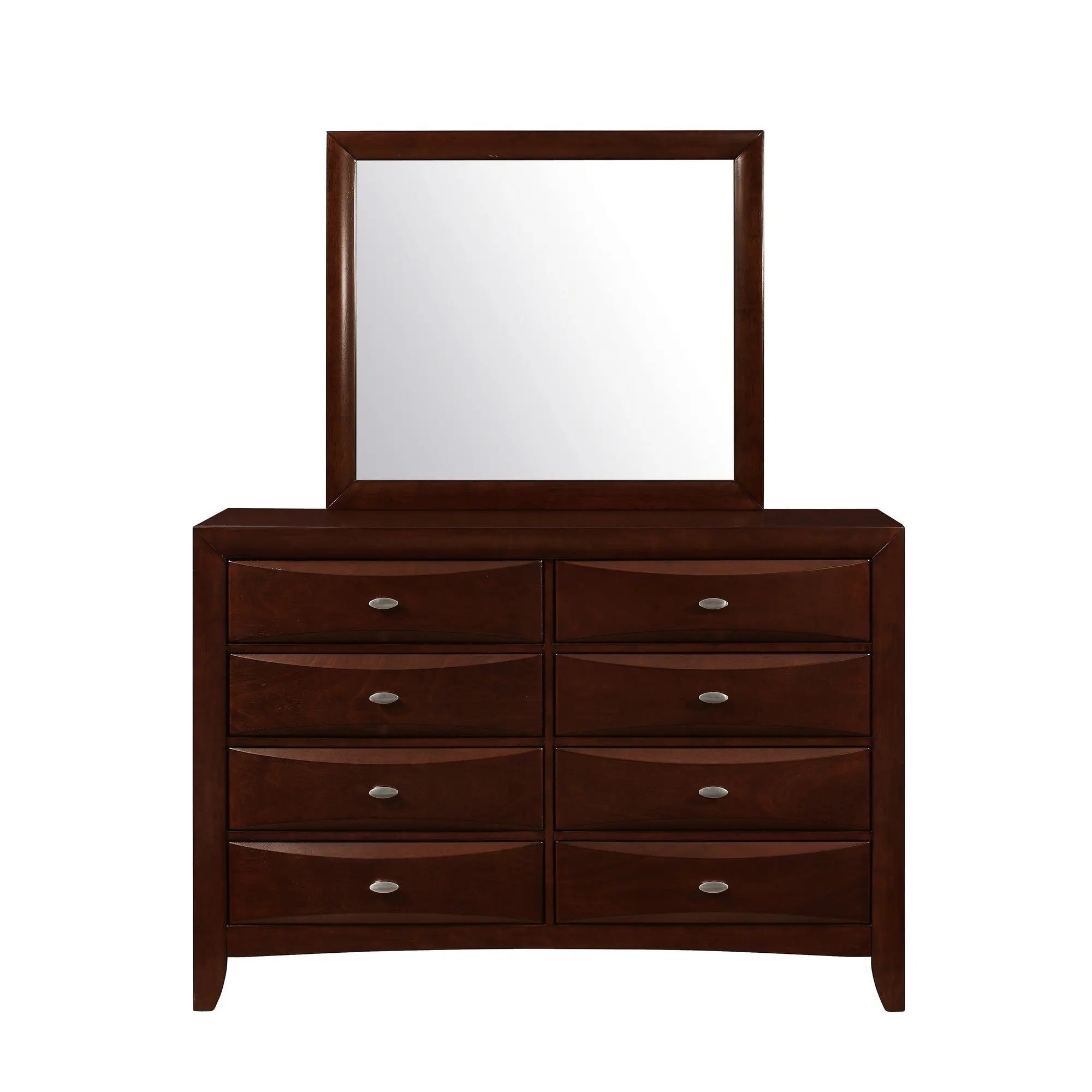 54" Cherry Solid Wood Eight Drawer Double Dresser Homeroots Bed & Bath