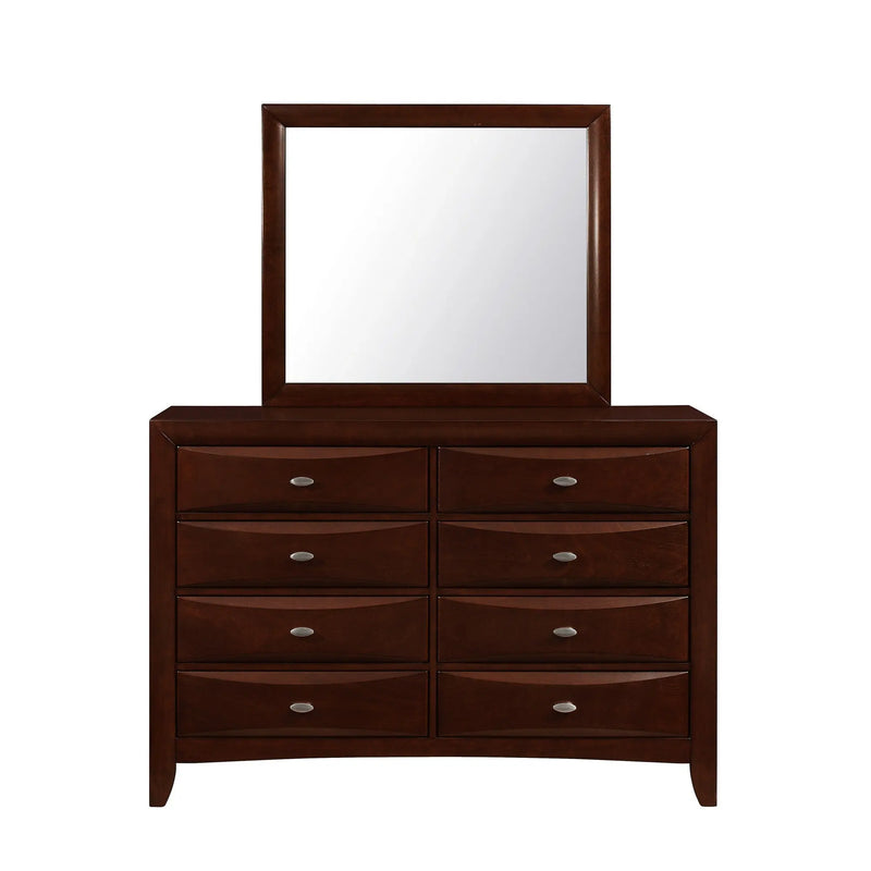 54" Cherry Solid Wood Eight Drawer Double Dresser Homeroots Bed & Bath