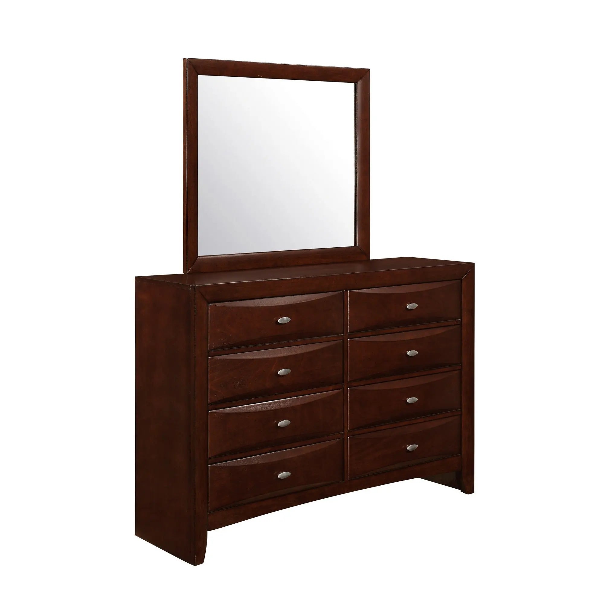 54" Cherry Solid Wood Eight Drawer Double Dresser Homeroots Bed & Bath