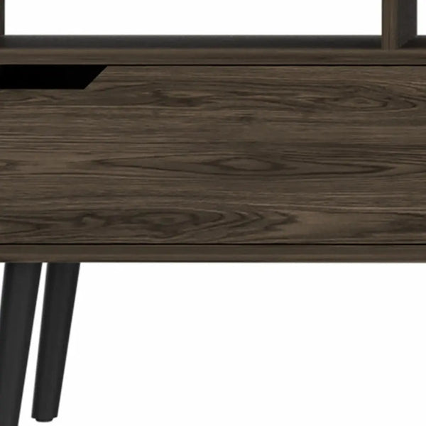 54" Dark Brown Walnut Enclosed and Open Storage TV Stand - GreatEagleInc