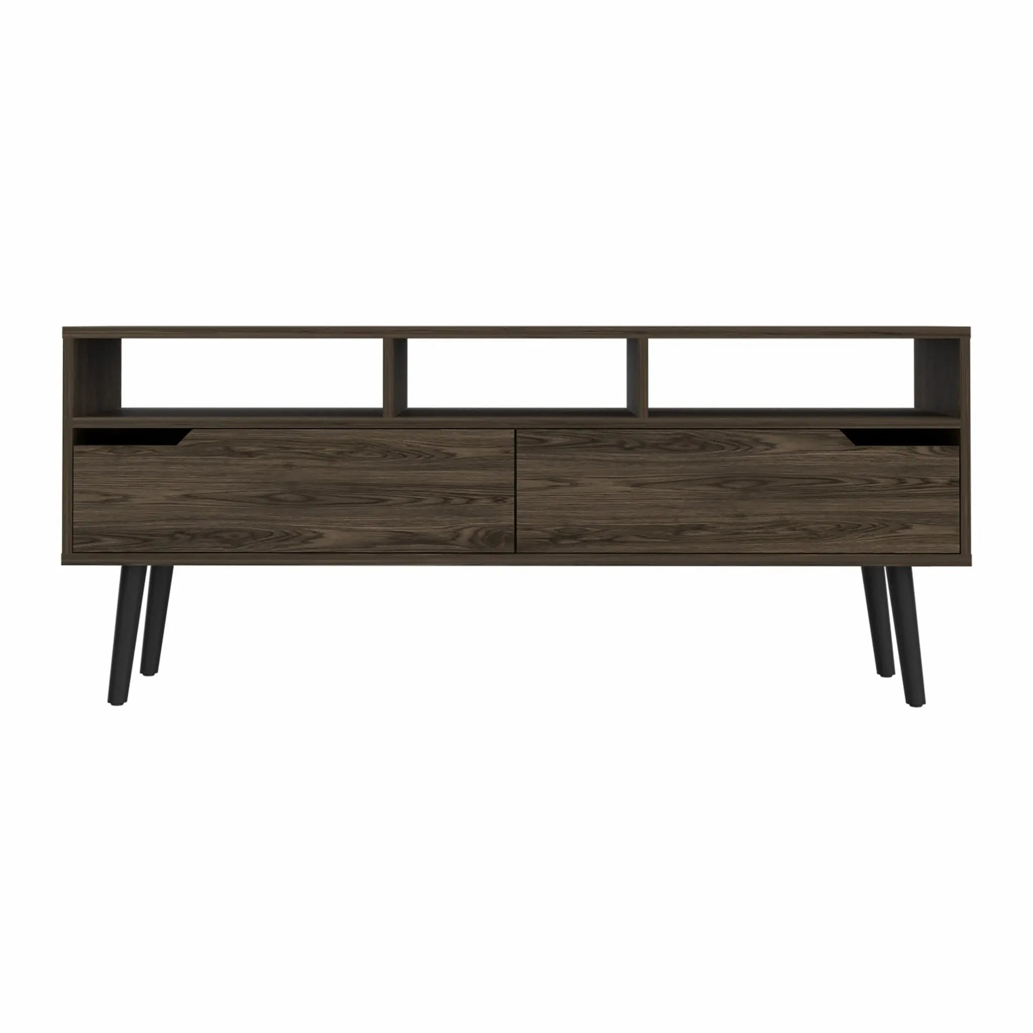 54" Dark Brown Walnut Enclosed and Open Storage TV Stand - GreatEagleInc