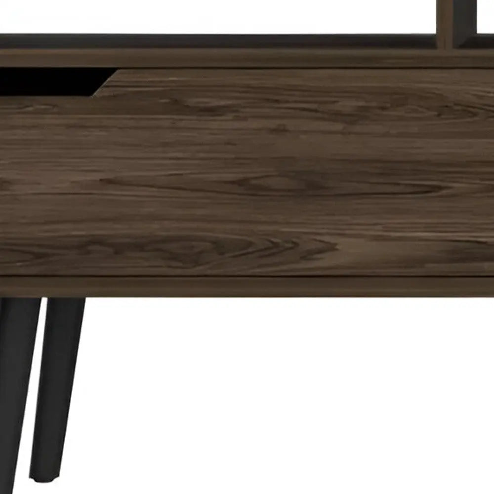 54" Dark Brown Wood Enclosed and Open Storage TV Stand - GreatEagleInc