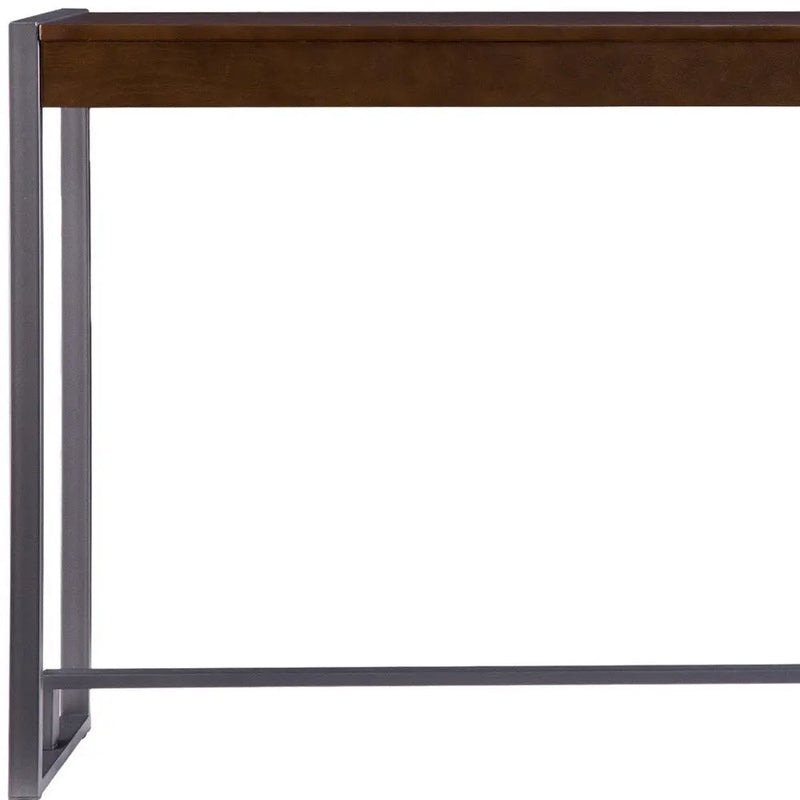 54" Dark Brown and Gunmetal Sled Console Table Homeroots Living Room