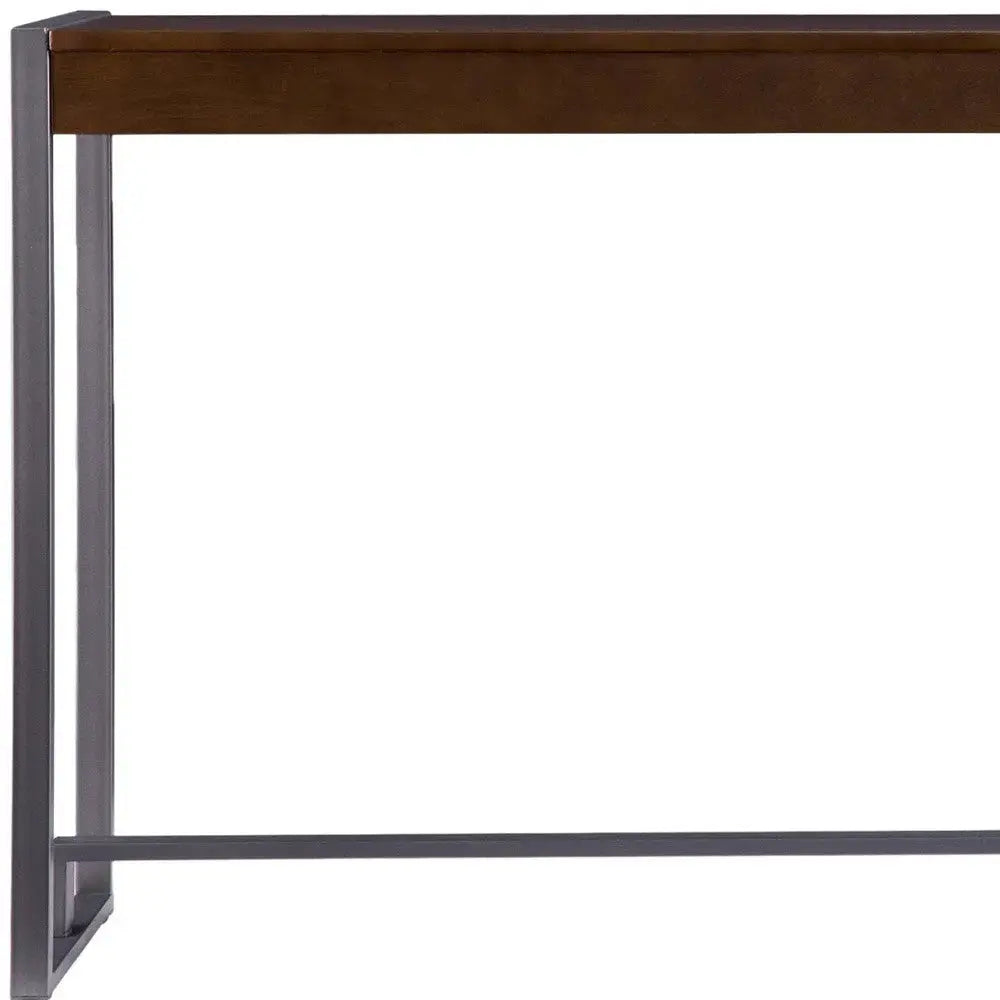 54" Dark Brown and Gunmetal Sled Console Table Homeroots Living Room