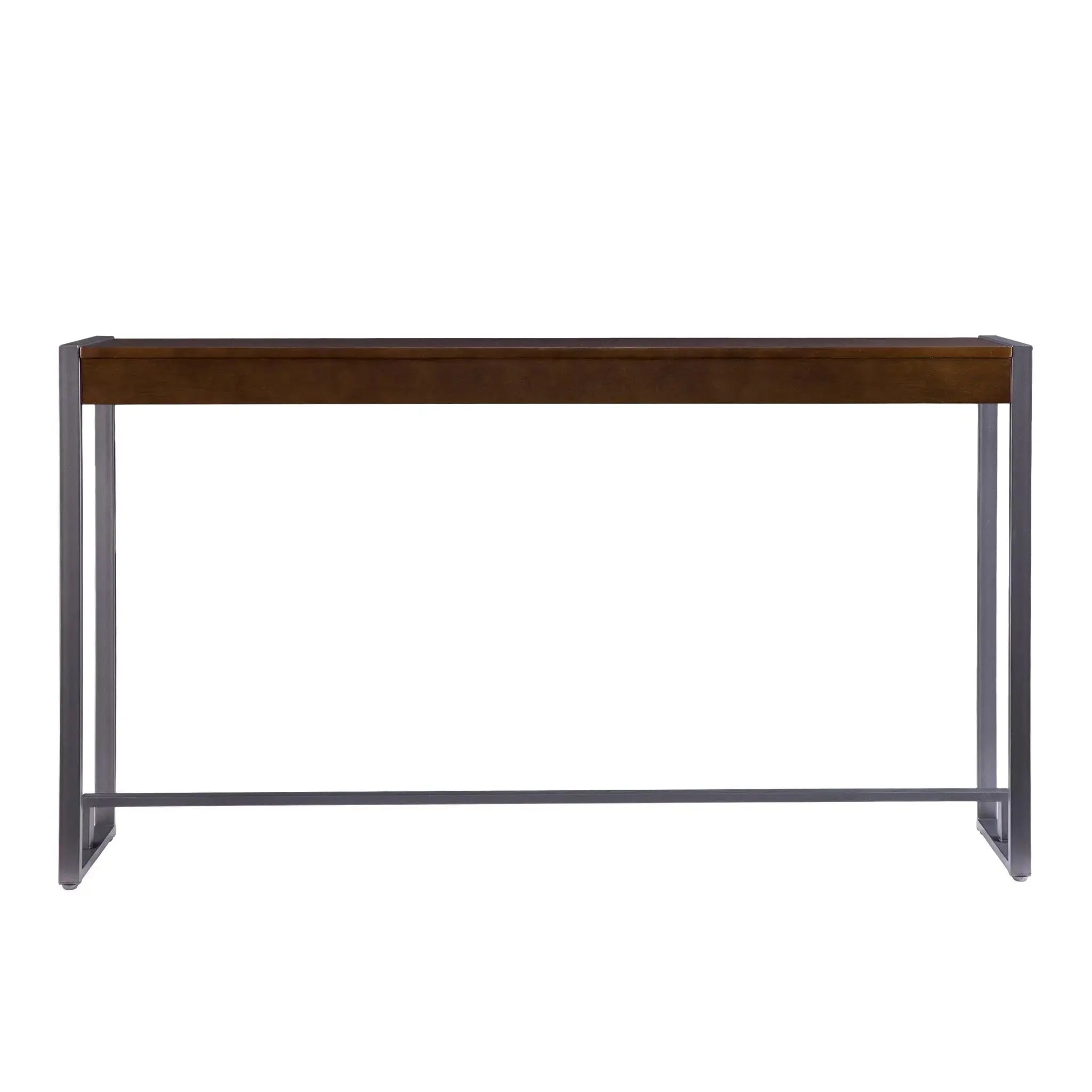 54" Dark Brown and Gunmetal Sled Console Table Homeroots Living Room
