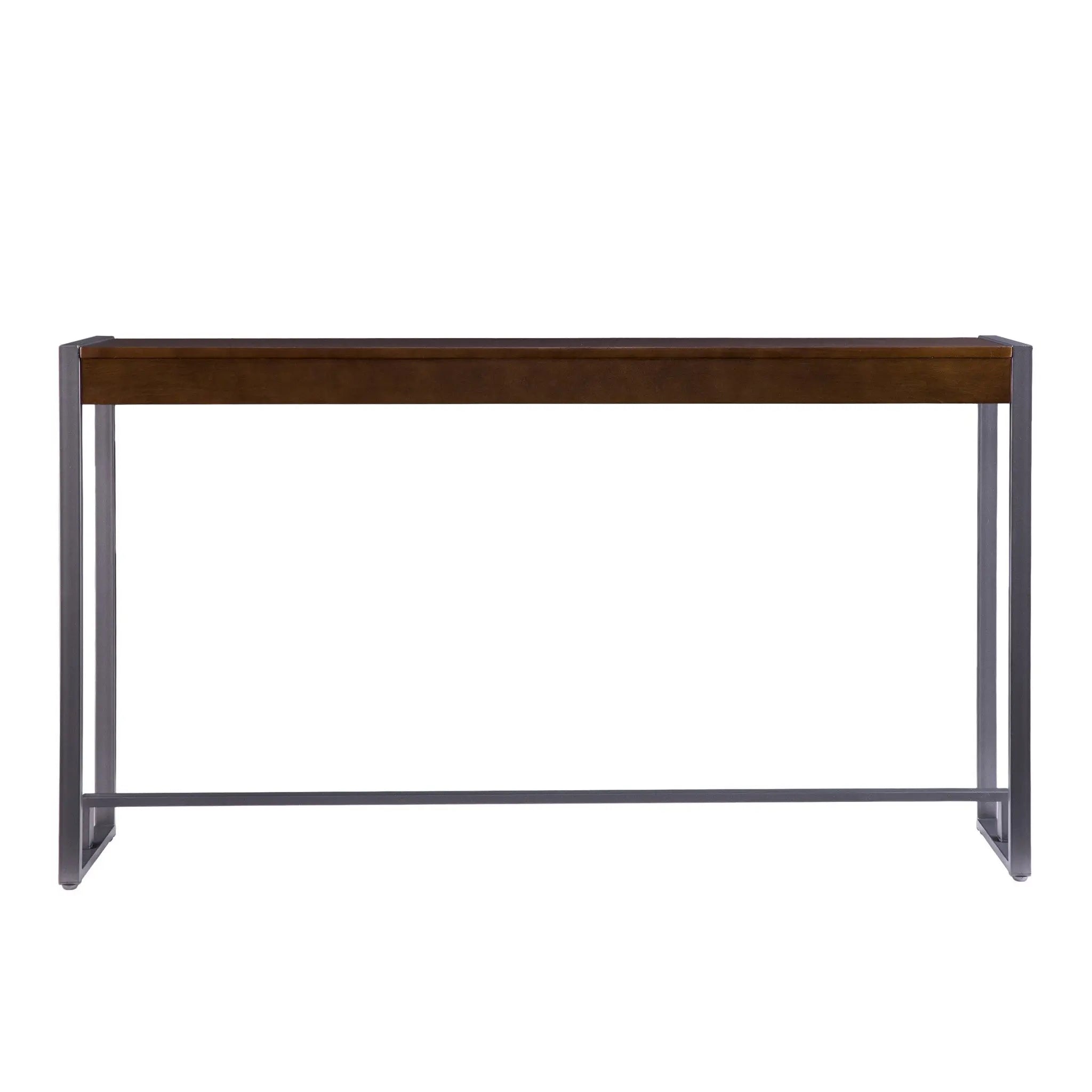 54" Dark Brown and Gunmetal Sled Console Table Homeroots Living Room